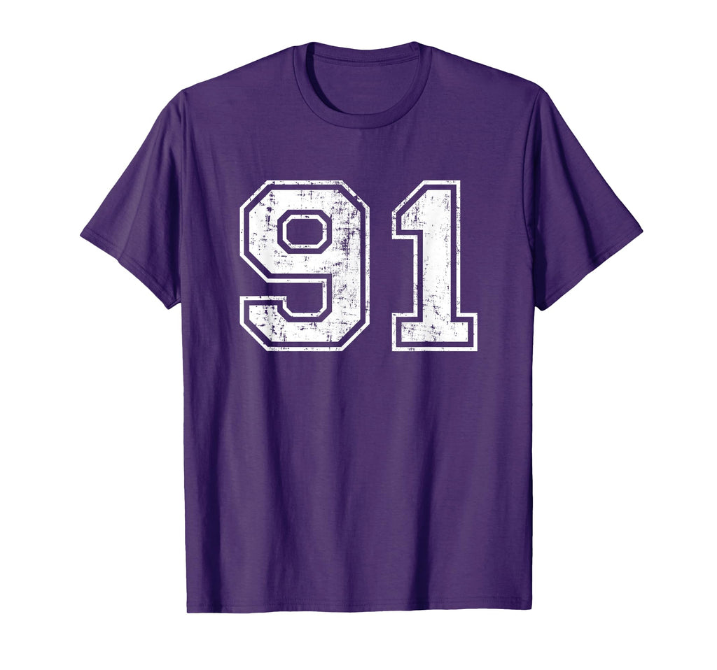 Number 91 Distressed Ninety One T-Shirt - Fun Novelty Design for Adults - T-Shirt, Sweatshirt, Hoodie