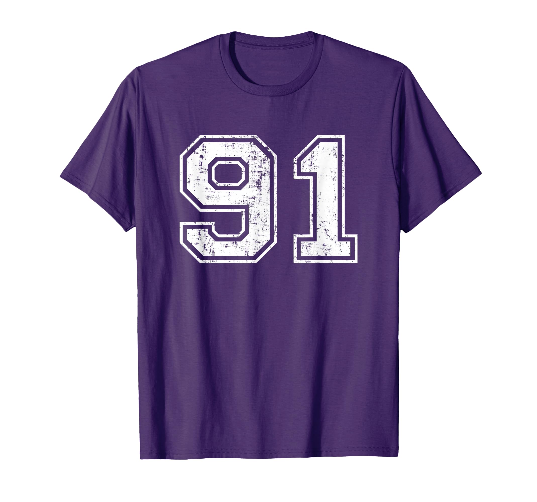Number 91 Distressed Ninety One T-Shirt - Fun Novelty Design for Adults - T-Shirt, Sweatshirt, Hoodie
