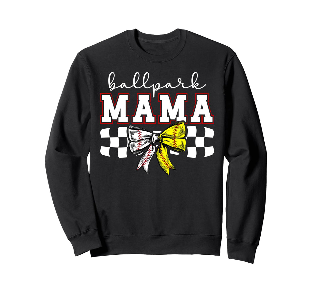 Ballpark Mama Coquette Softball Sweatshirt - Minimalist Print Unisex - T-Shirt, Sweatshirt, Hoodie