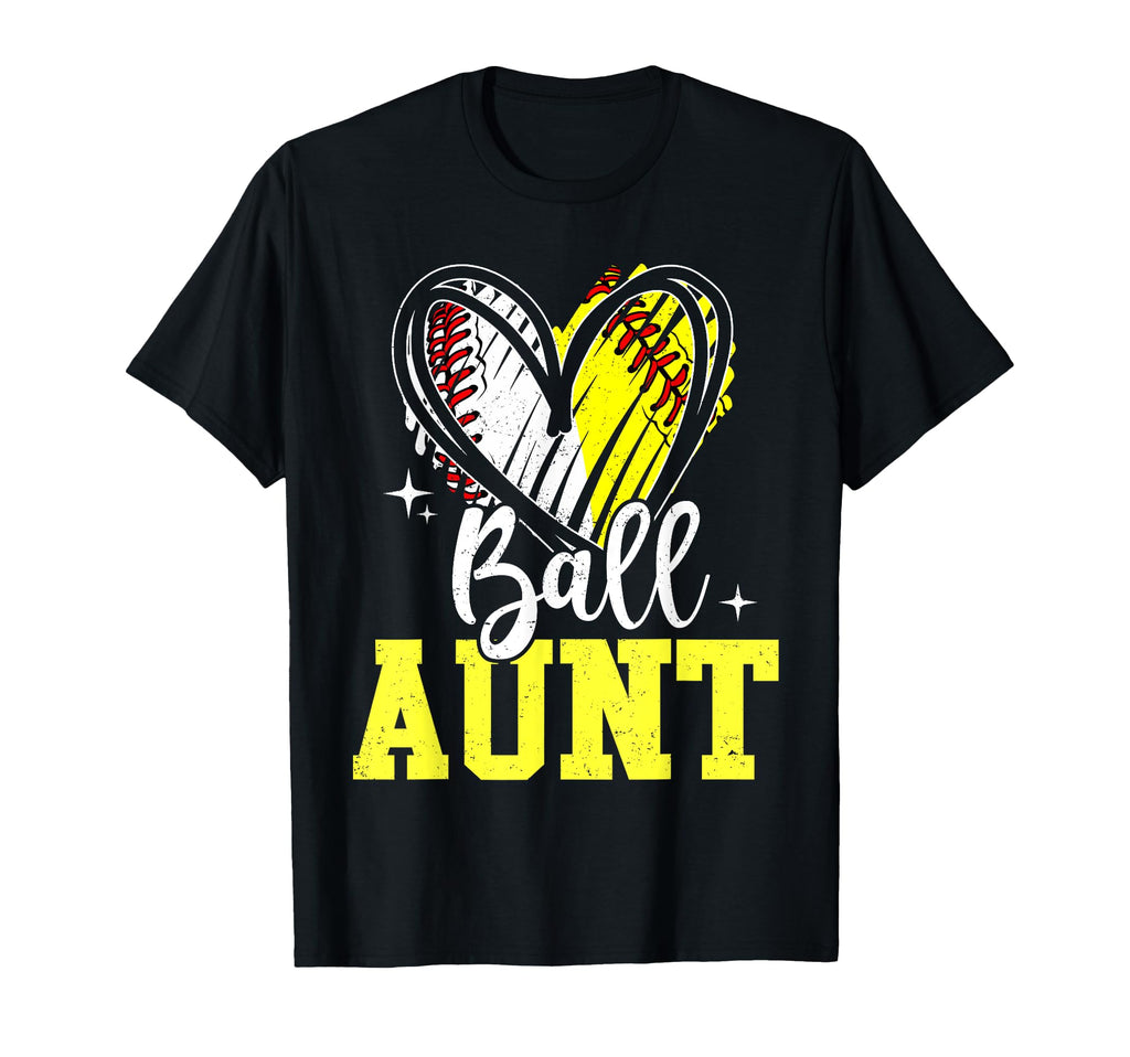 Ball Aunt Heart Baseball Softball Hoodie - Streetwear Style Men Women - T-Shirt, Sweatshirt, Hoodie