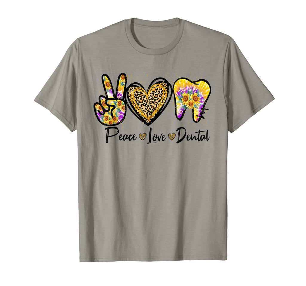 Peace Love Dental Leopard Dentist T-Shirt - Fun Novelty Design for Adults - T-Shirt, Sweatshirt, Hoodie