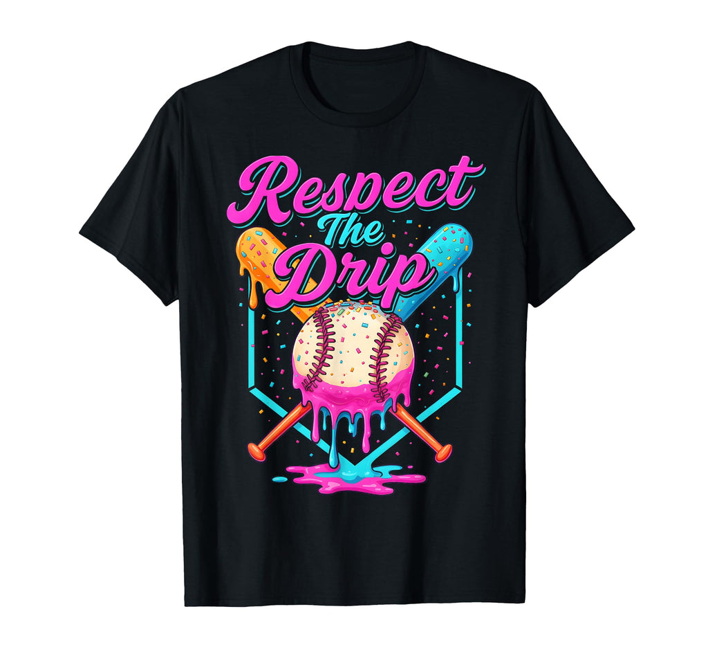 Baseball Drip Home Plate Ice Cream T-Shirt - Fun Novelty Design Men Women - T-Shirt, Sweatshirt, Hoodie