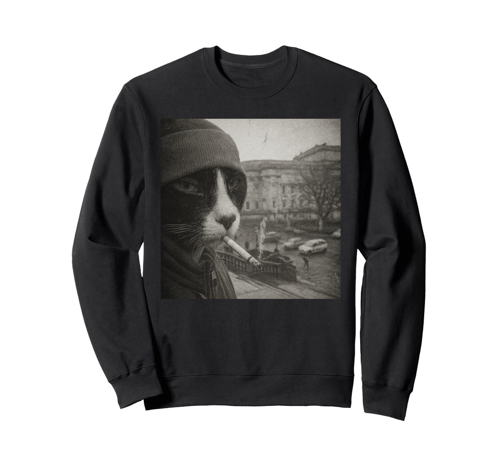 Funny Smoking Cat Cigarette Kitty Gen Z Sweatshirt - Trendy Graphic Unisex - T-Shirt, Sweatshirt, Hoodie