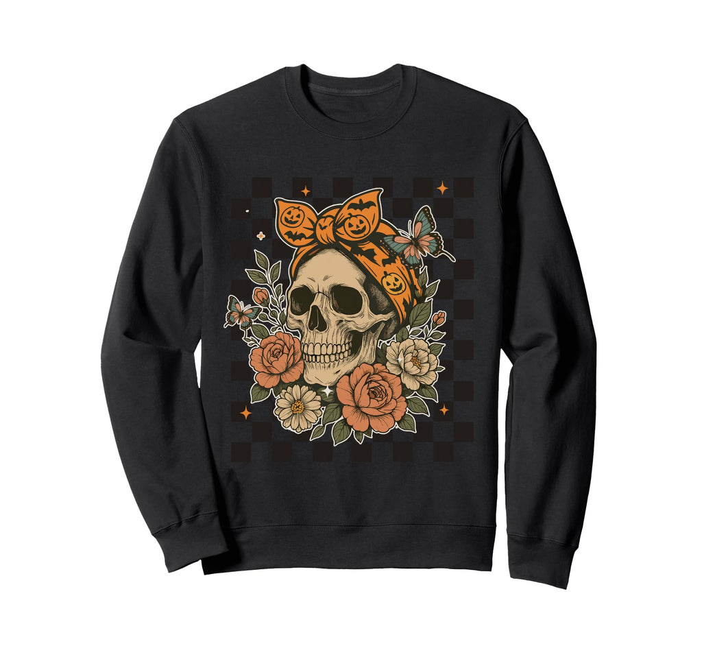 Boho Skull Halloween Sweatshirt - Minimalist Print Unisex - T-Shirt, Sweatshirt, Hoodie