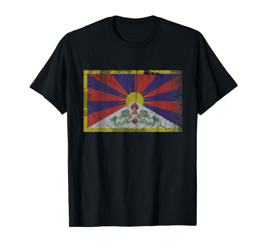 Flag Tibet Tibetan Distressed T-Shirt - Novelty Apparel Unisex - T-Shirt, Sweatshirt, Hoodie