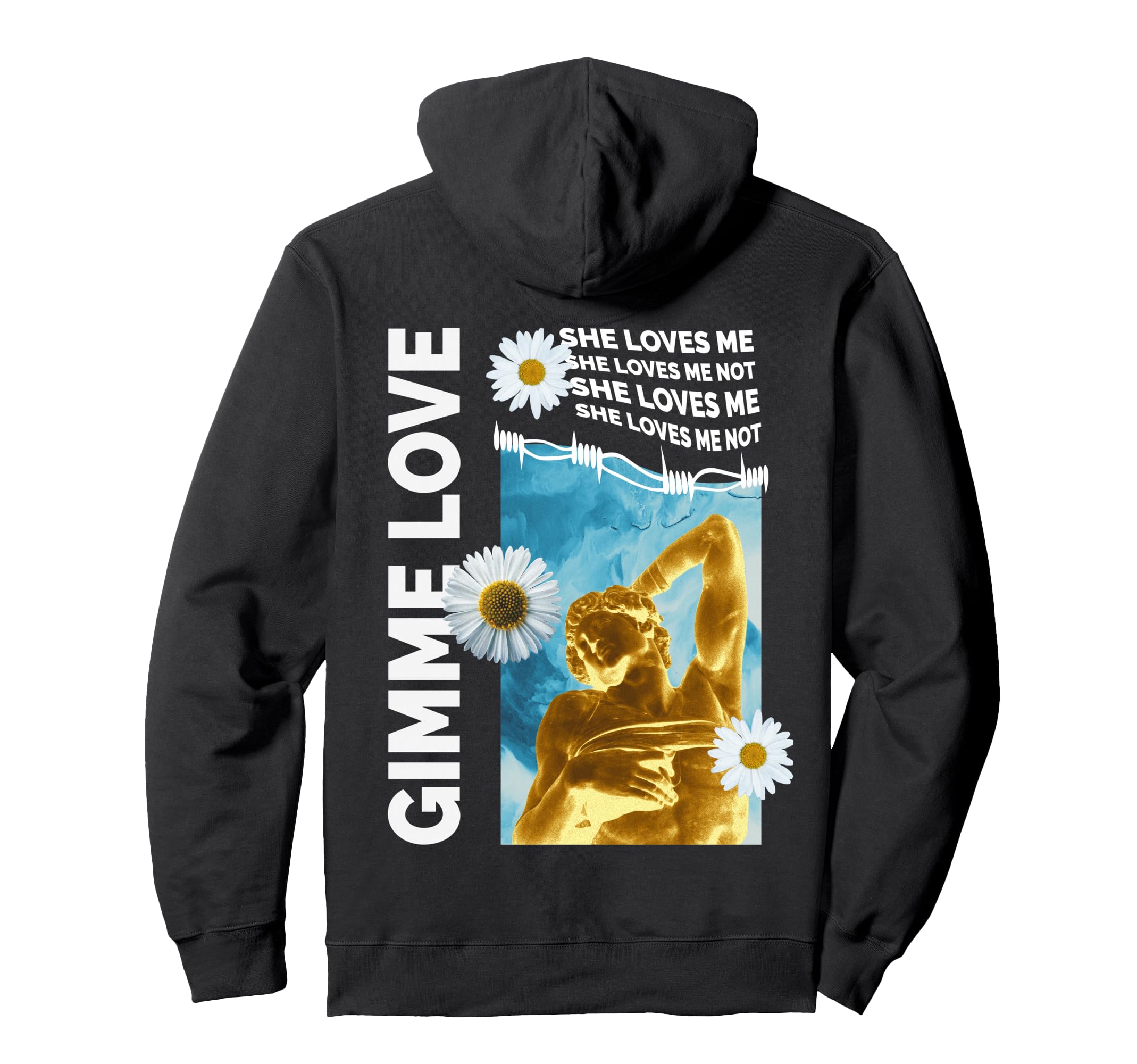 Gimme Love Statue Daisy Aesthetic Hoodie - Casual Everyday Wear Men Women - T-Shirt, Sweatshirt, Hoodie