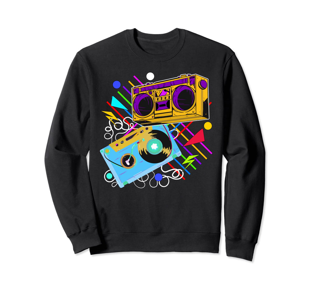 80S 90S Music Aesthetic Boombox Sweatshirt - Novelty Apparel Unisex - T-Shirt, Sweatshirt, Hoodie