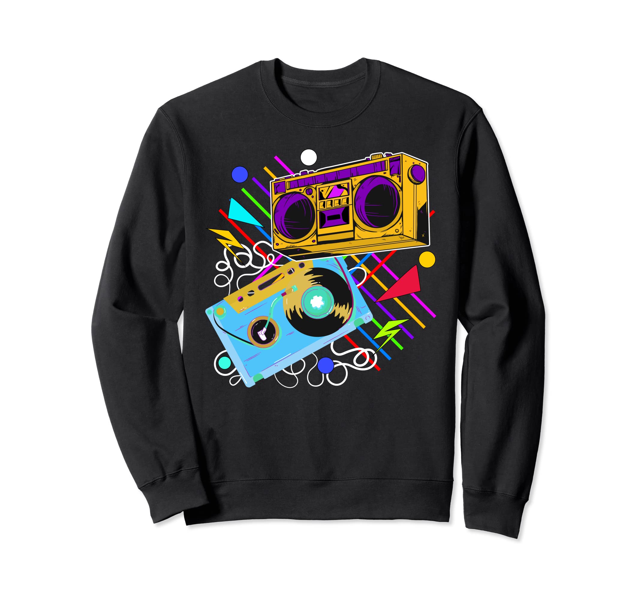 80S 90S Music Aesthetic Boombox Sweatshirt - Novelty Apparel Unisex - T-Shirt, Sweatshirt, Hoodie