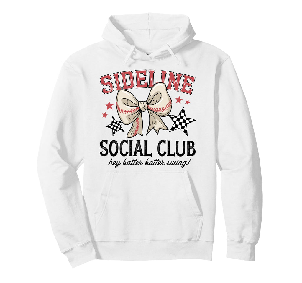 Funny Baseball Sideline Social Club Hoodie - Novelty Apparel for Adults - T-Shirt, Sweatshirt, Hoodie