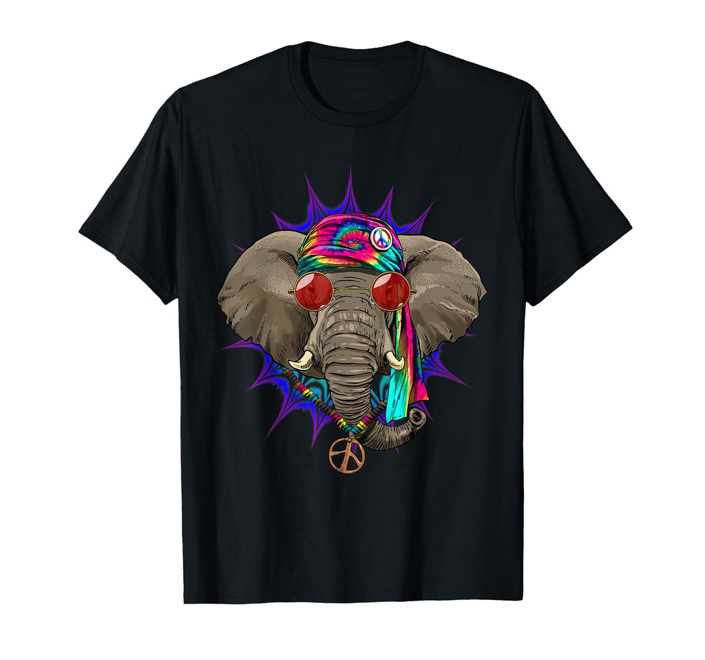 Tie Dye Hippie Elephant Hippiness T-Shirt - Fun Novelty Design Men Women - T-Shirt, Sweatshirt, Hoodie
