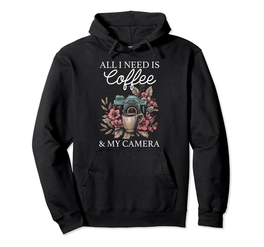 Photographer Coffee Camera Flowers Hoodie - Fun Novelty Design for Adults - T-Shirt, Sweatshirt, Hoodie