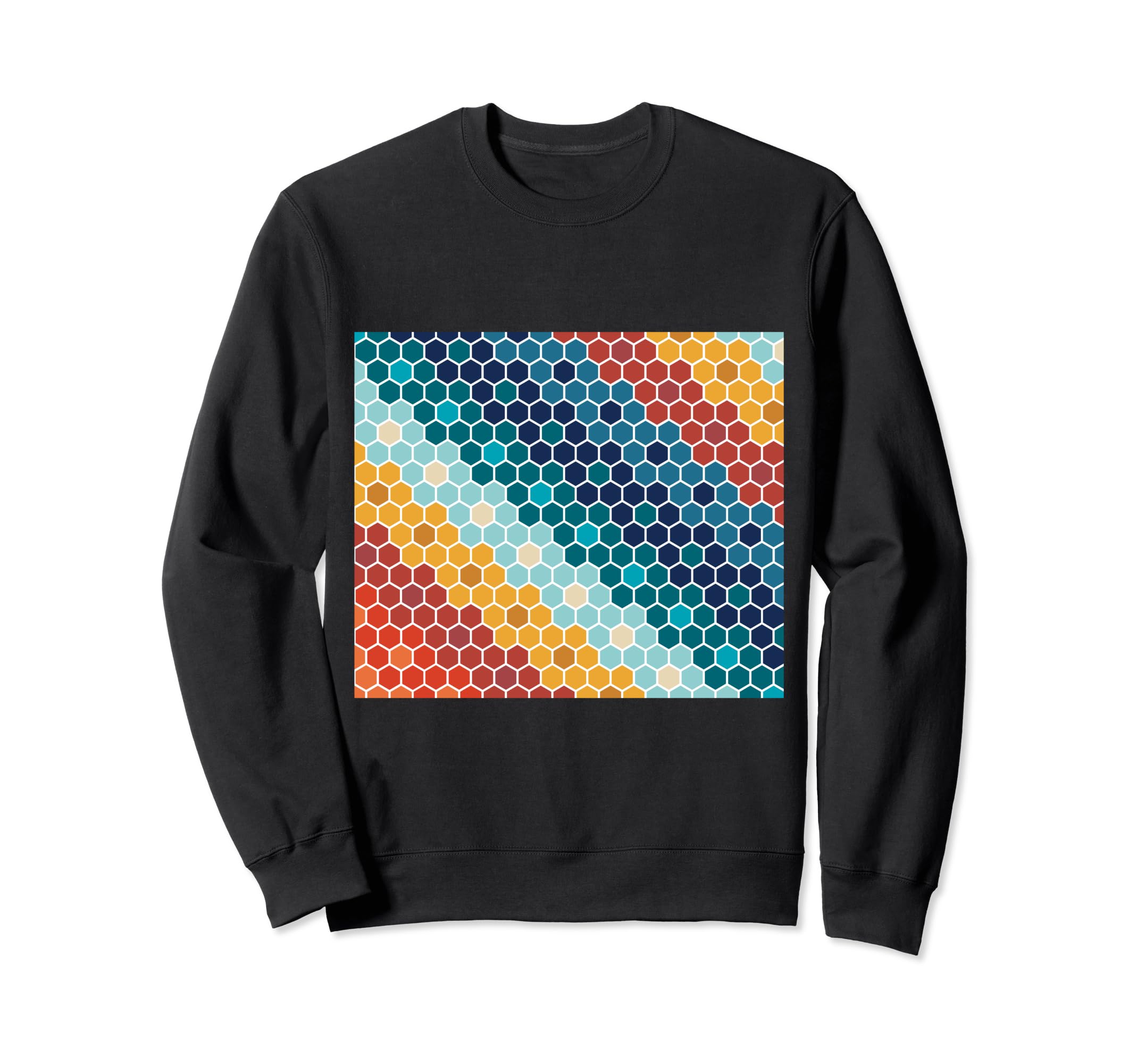 Colorful Floral Mosaic Hexagon Sweatshirt - Minimalist Print Men Women - T-Shirt, Sweatshirt, Hoodie