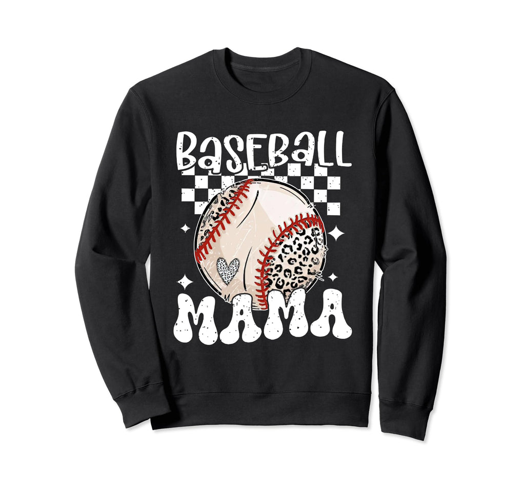 Baseball Mama Groovy Baseball Sweatshirt - Custom Art Print Men Women - T-Shirt, Sweatshirt, Hoodie