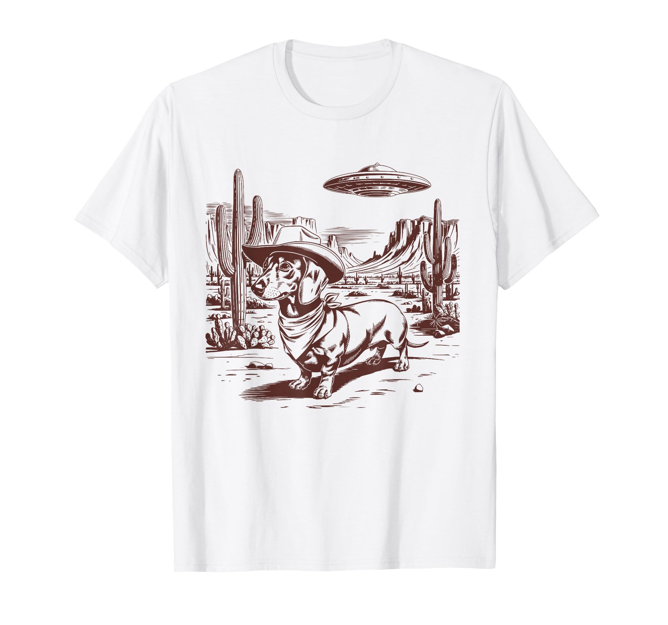 Dachshund Ufo Western Alien 90S T-Shirt - Streetwear Style for Adults - T-Shirt, Sweatshirt, Hoodie