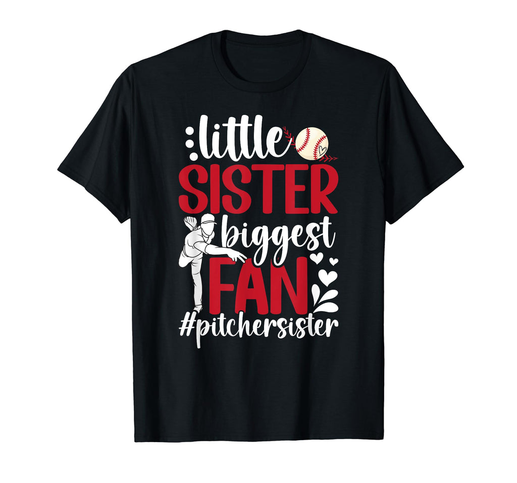 Little Sister Baseball Pitcher Sister T-Shirt - Minimalist Print Unisex - T-Shirt, Sweatshirt, Hoodie