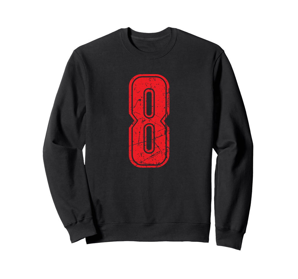 Number 8 Red Sport Varsity Number 8 Sweatshirt - Unique Graphic Unisex - T-Shirt, Sweatshirt, Hoodie