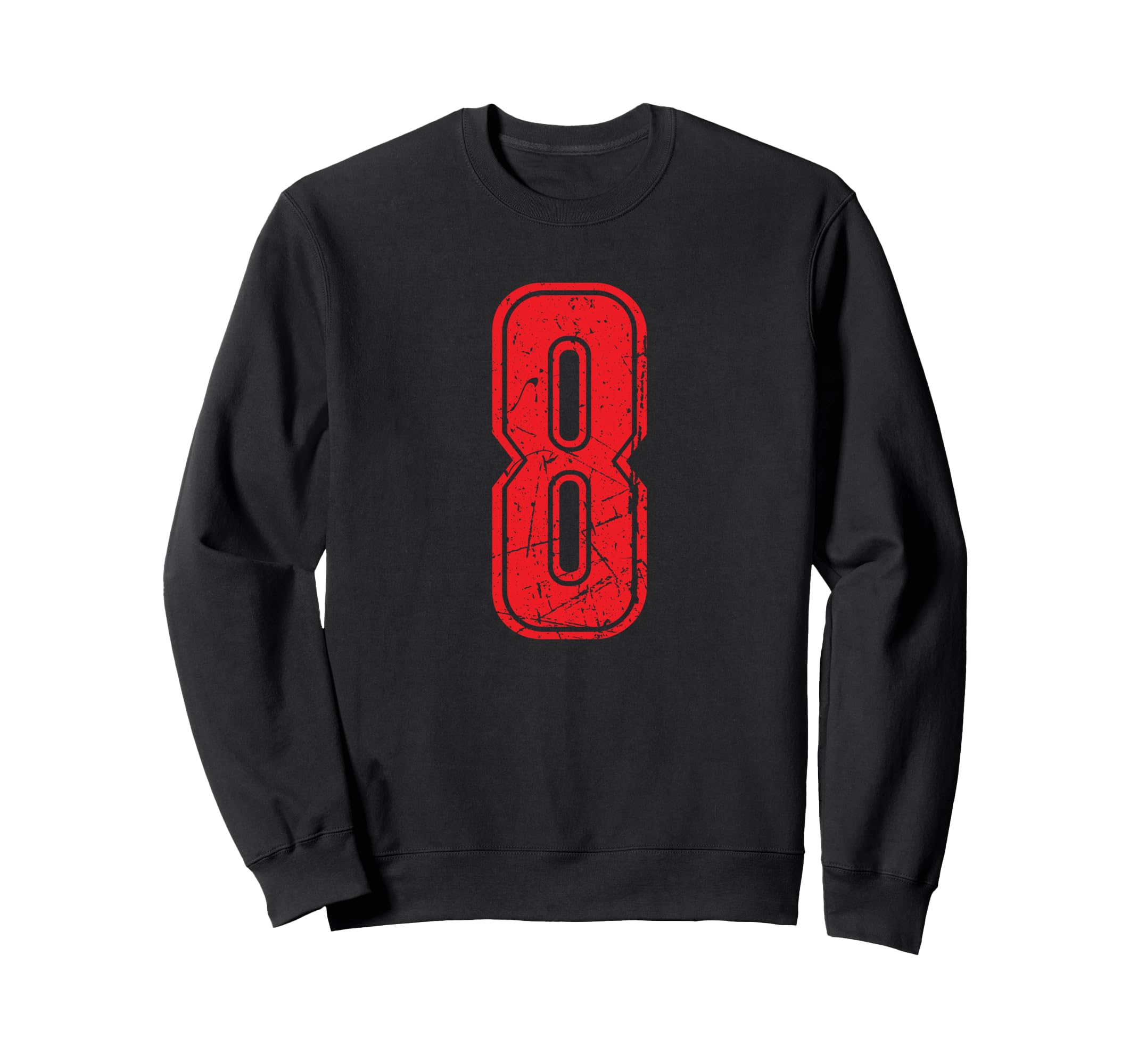 Number 8 Red Sport Varsity Number 8 Sweatshirt - Unique Graphic Unisex - T-Shirt, Sweatshirt, Hoodie