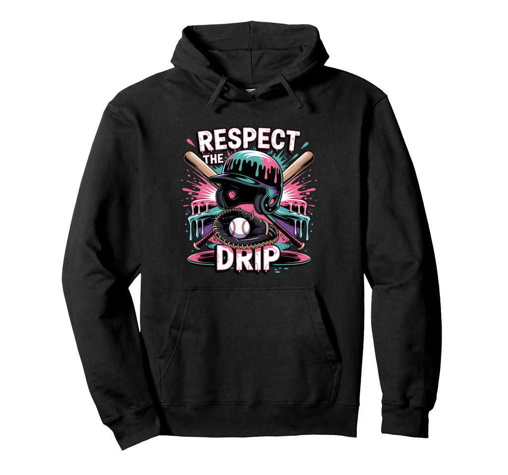 Respect Drip Baseball Ice Cream Drip Hoodie - Trendy Graphic for Adults - T-Shirt, Sweatshirt, Hoodie