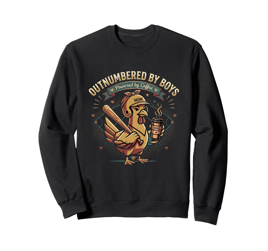 Outnumbered Powered Coffee Baseball Sweatshirt - Minimalist Print Unisex - T-Shirt, Sweatshirt, Hoodie