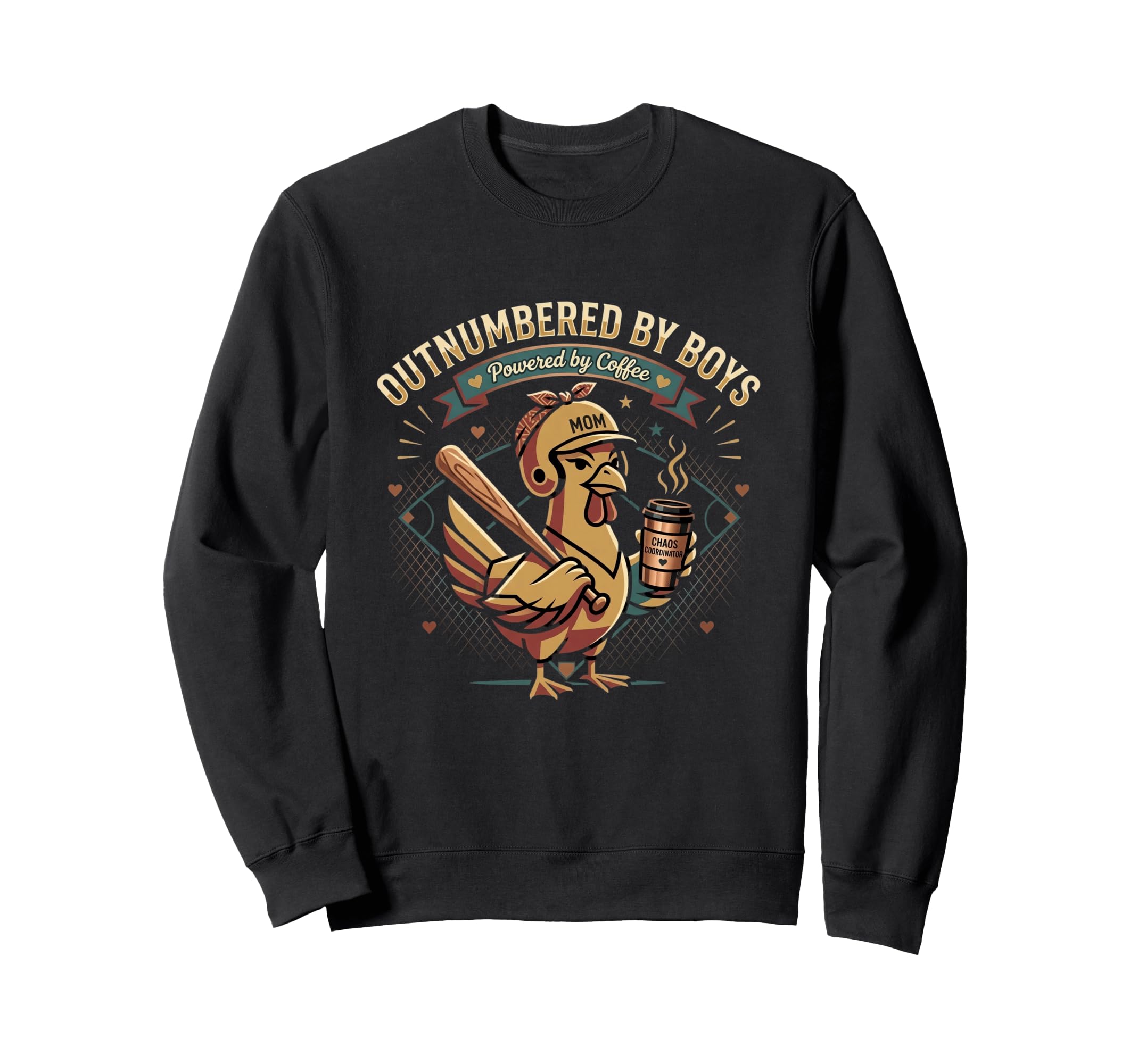 Outnumbered Powered Coffee Baseball Sweatshirt - Minimalist Print Unisex - T-Shirt, Sweatshirt, Hoodie