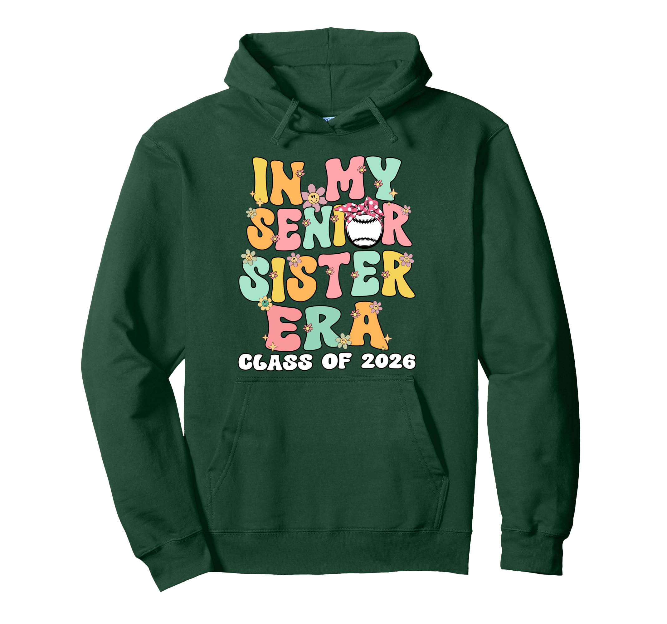 My Senior Sister Era Groovy Baseball Hoodie - Novelty Apparel Unisex - T-Shirt, Sweatshirt, Hoodie