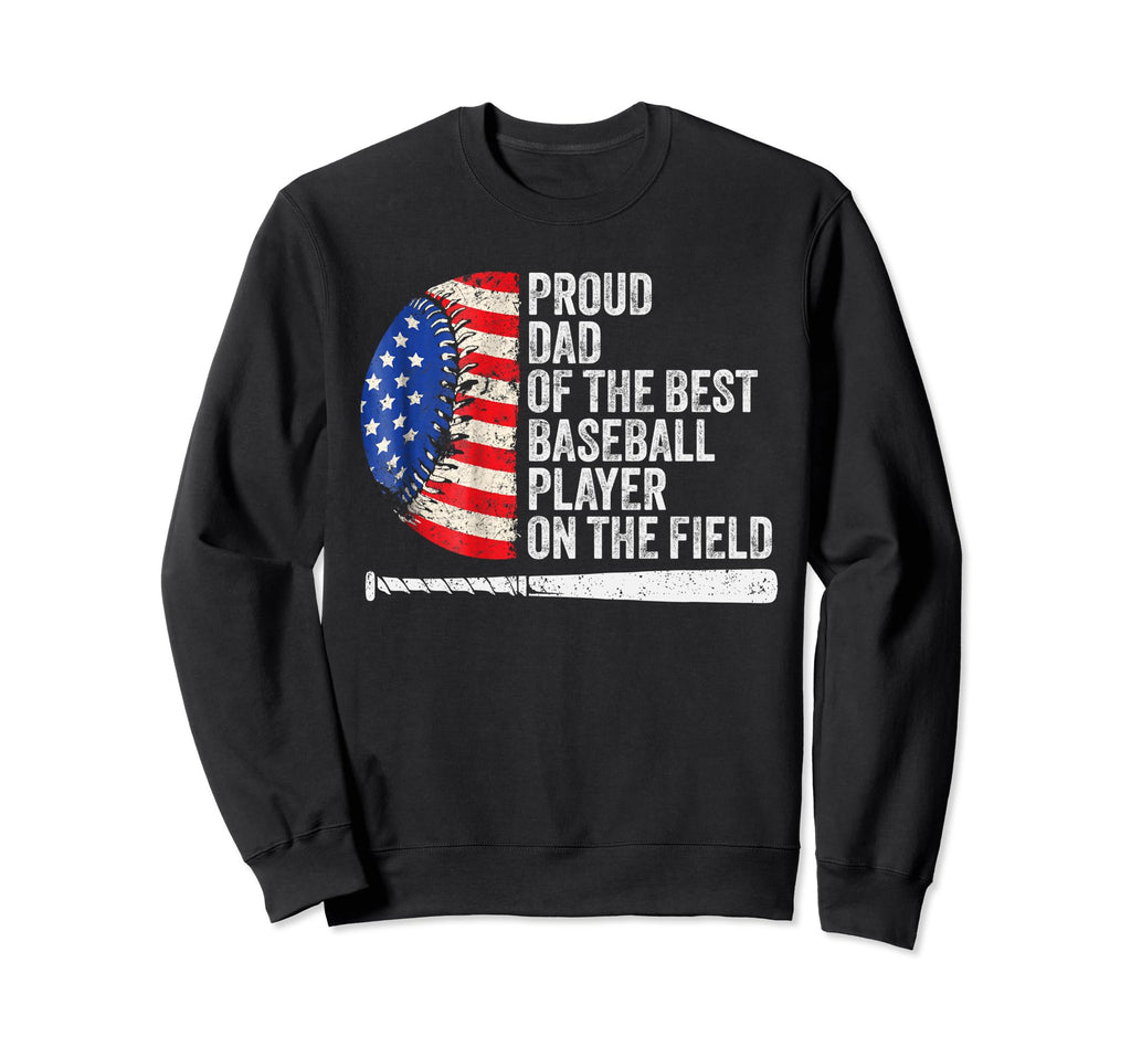 Us Falg Dads Baseball Proud Baseball Sweatshirt - Unique Graphic Unisex - T-Shirt, Sweatshirt, Hoodie