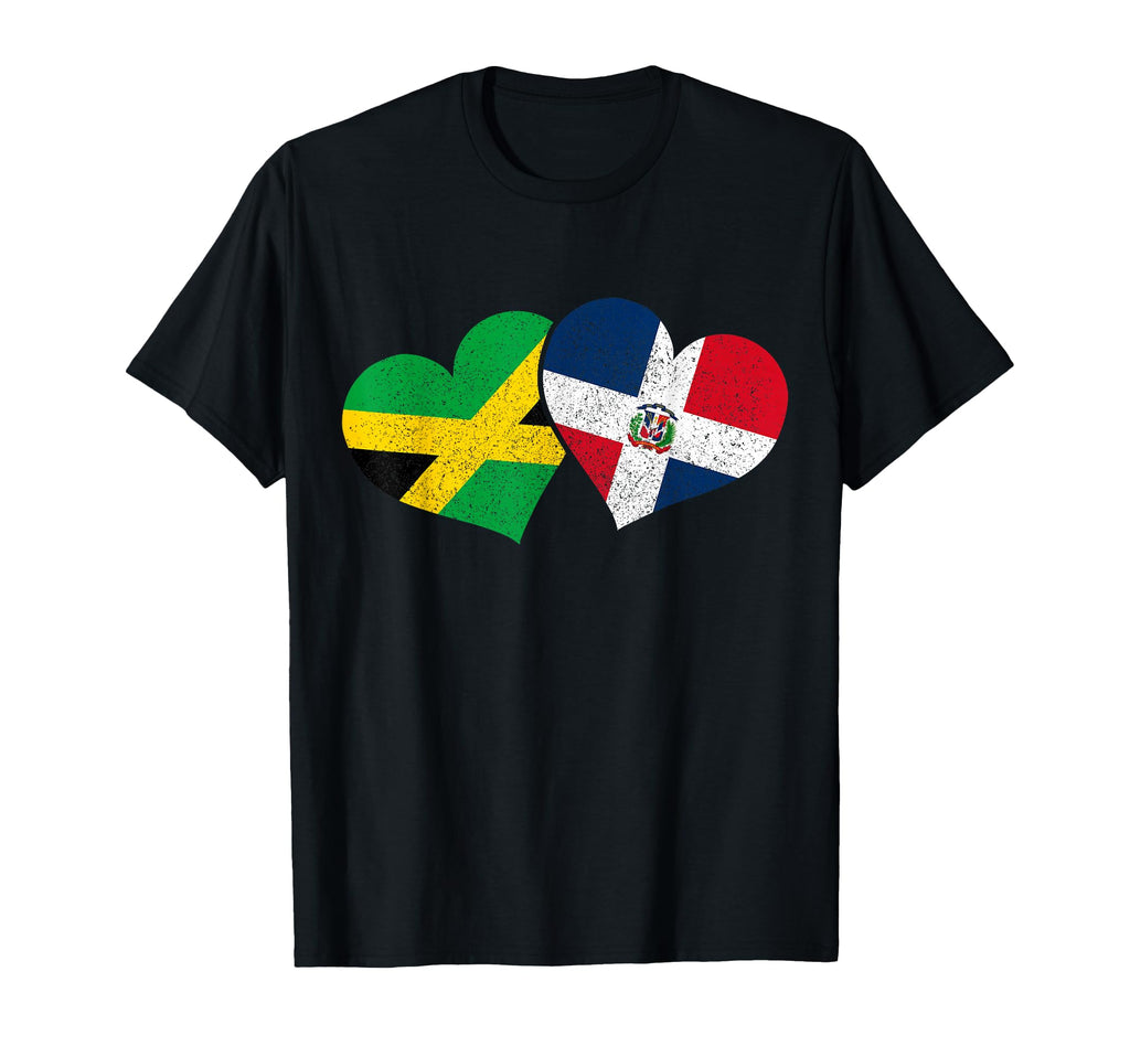 Jamaica Dominican Republic Heart Pride T-Shirt - Fun Novelty Design Unisex - T-Shirt, Sweatshirt, Hoodie