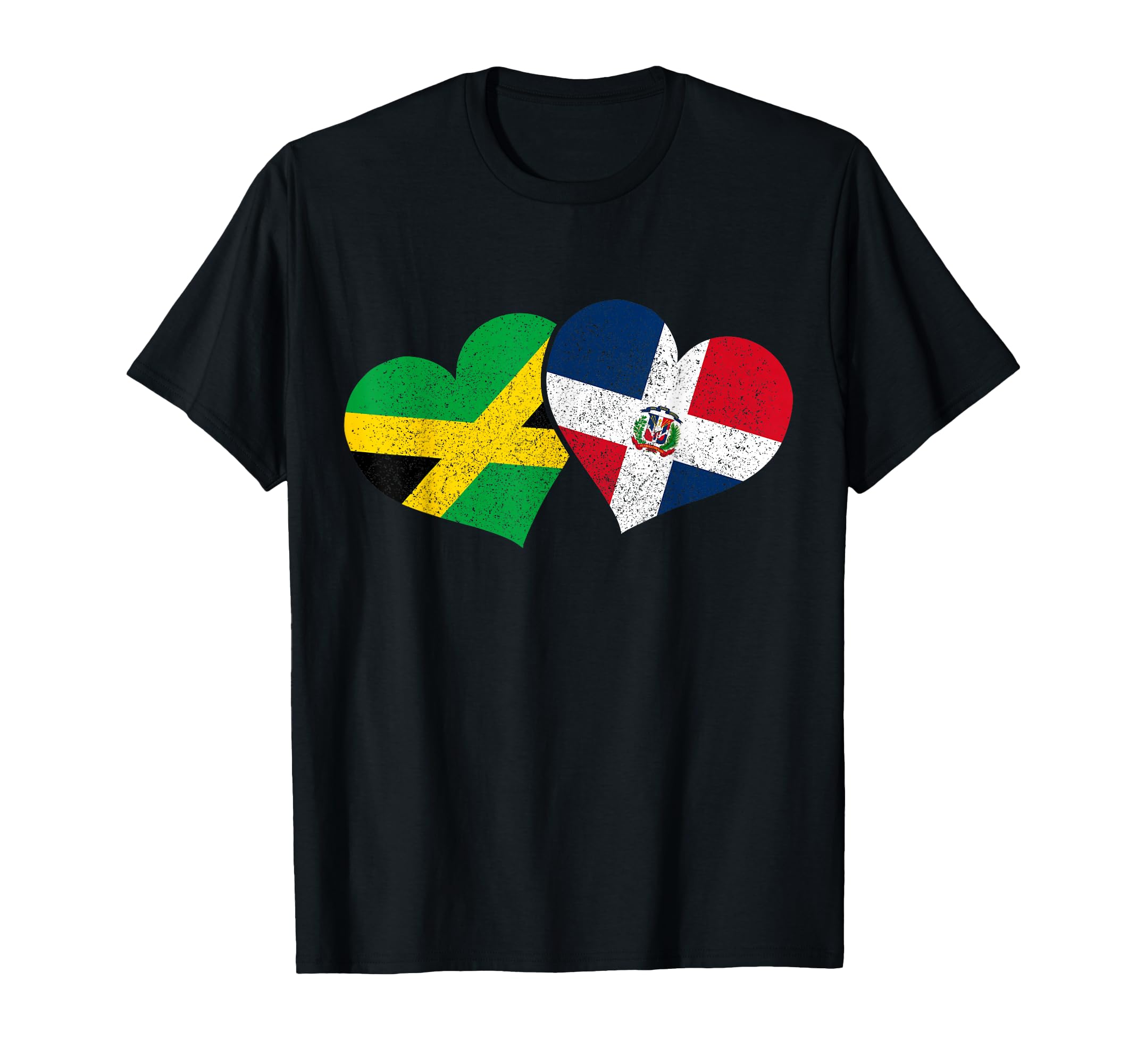 Jamaica Dominican Republic Heart Pride T-Shirt - Fun Novelty Design Unisex - T-Shirt, Sweatshirt, Hoodie