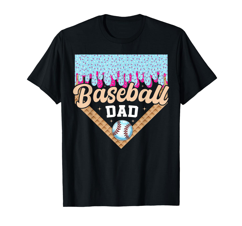 Baseball Dad Ice Cream Drip Fathers T-Shirt - Minimalist Print Men Women - T-Shirt, Sweatshirt, Hoodie