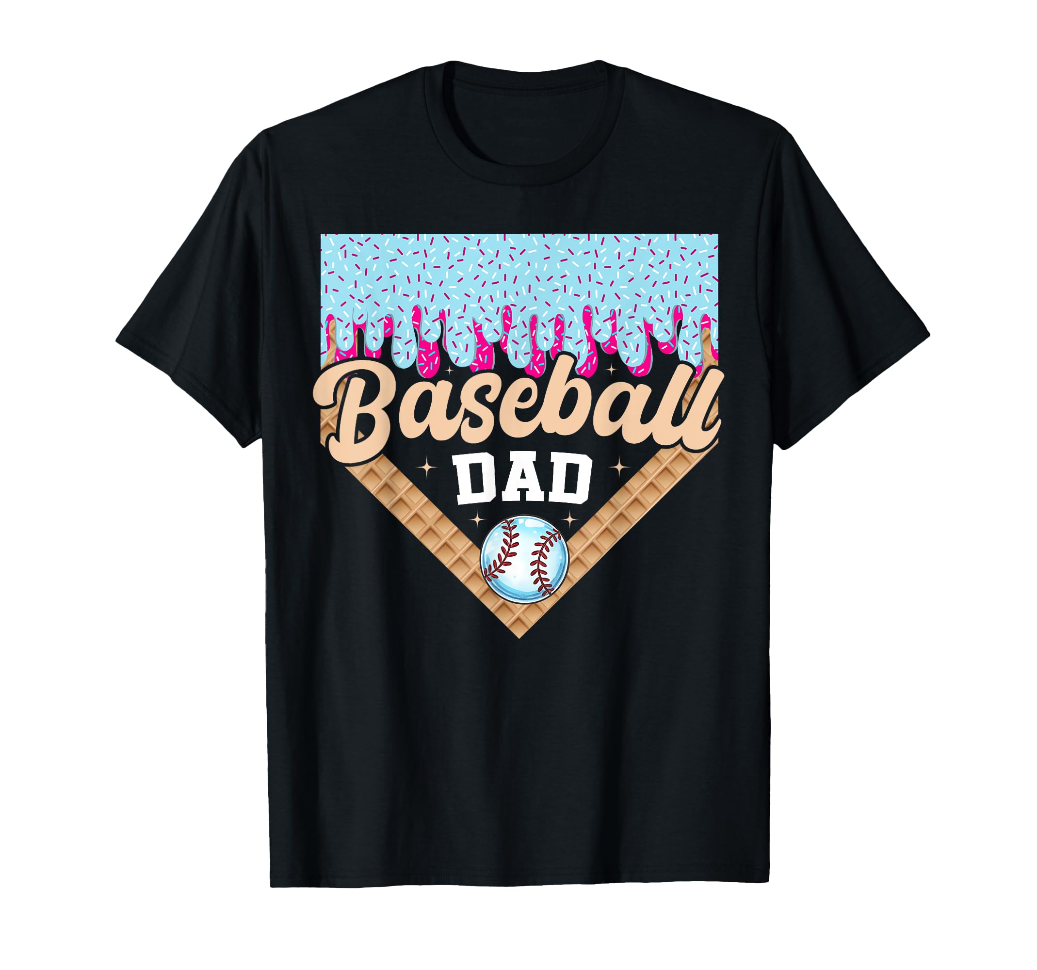 Baseball Dad Ice Cream Drip Fathers T-Shirt - Minimalist Print Men Women - T-Shirt, Sweatshirt, Hoodie