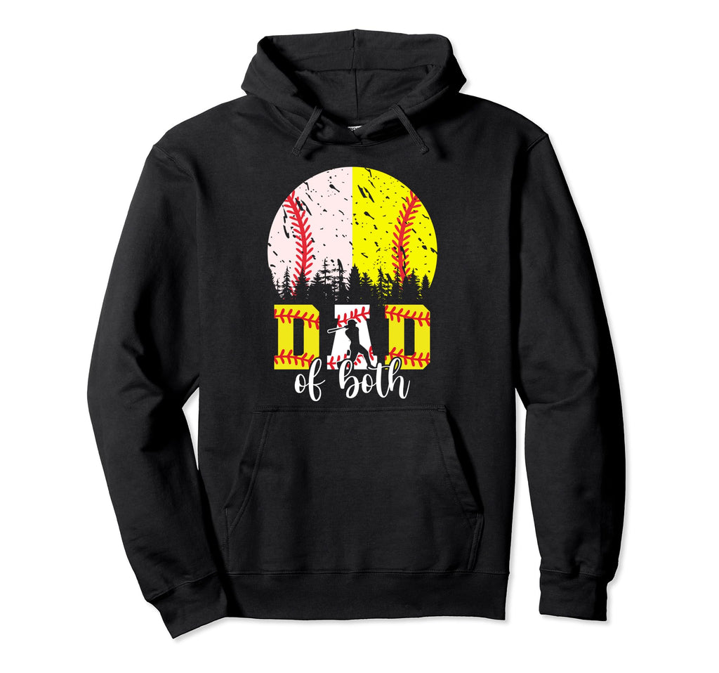 Dad Both Baseball Softball Fathers Hoodie - Minimalist Print for Adults - T-Shirt, Sweatshirt, Hoodie