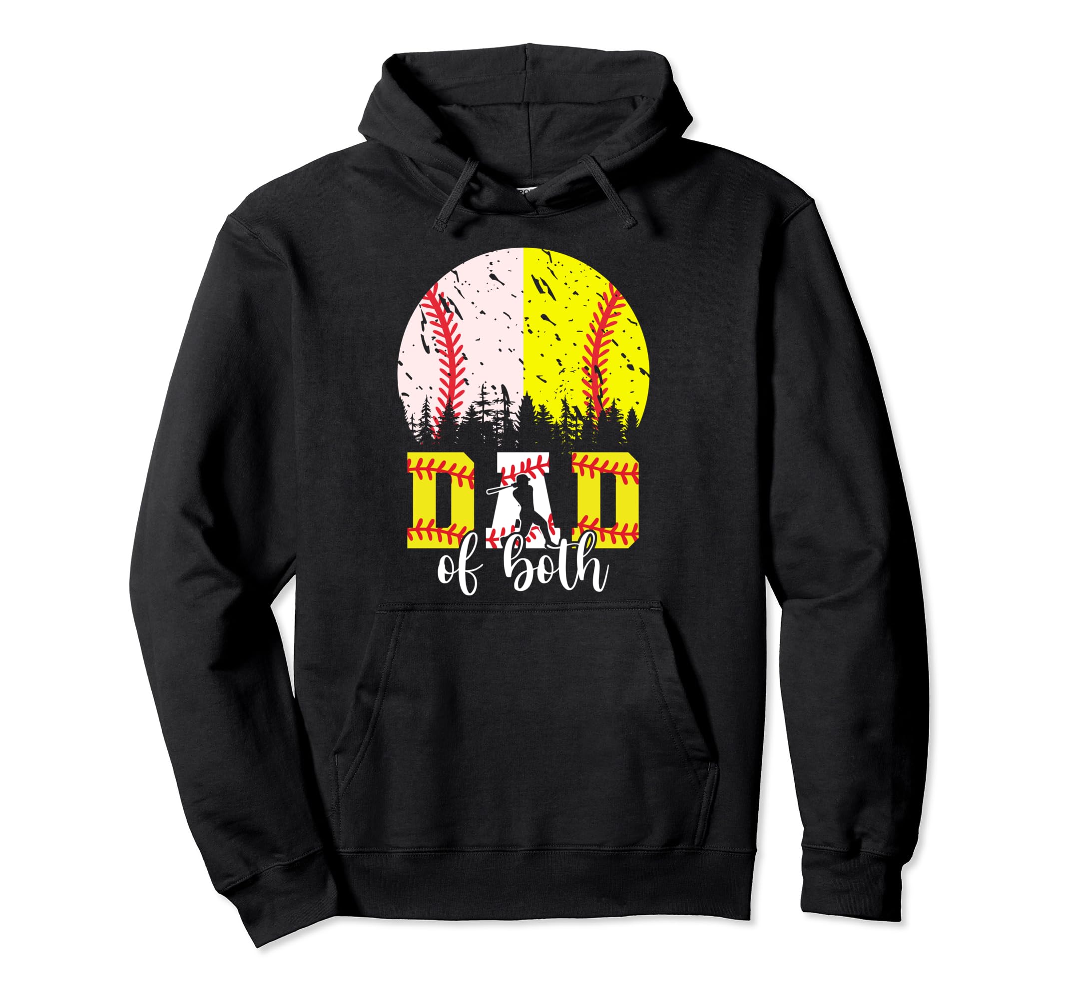 Dad Both Baseball Softball Fathers Hoodie - Minimalist Print for Adults - T-Shirt, Sweatshirt, Hoodie