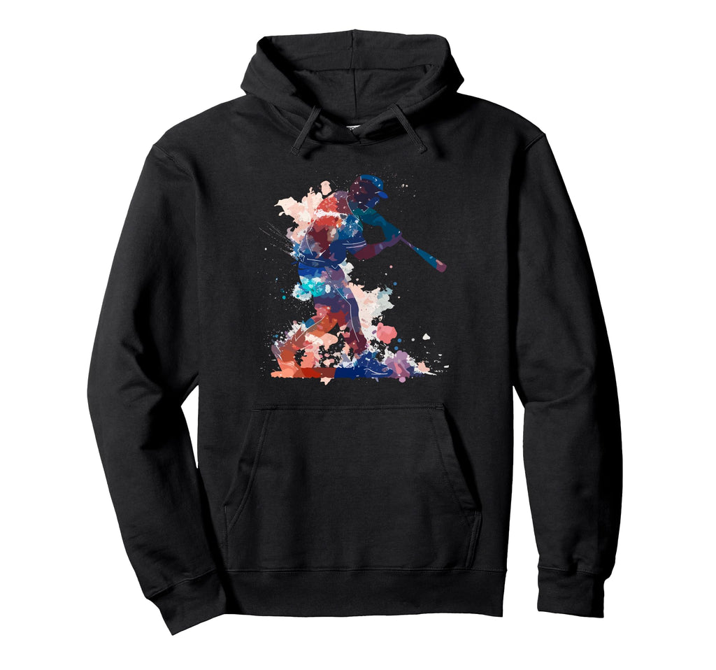 Paint Splash Baseball Player Coach Dad Hoodie - Novelty Apparel Men Women - T-Shirt, Sweatshirt, Hoodie