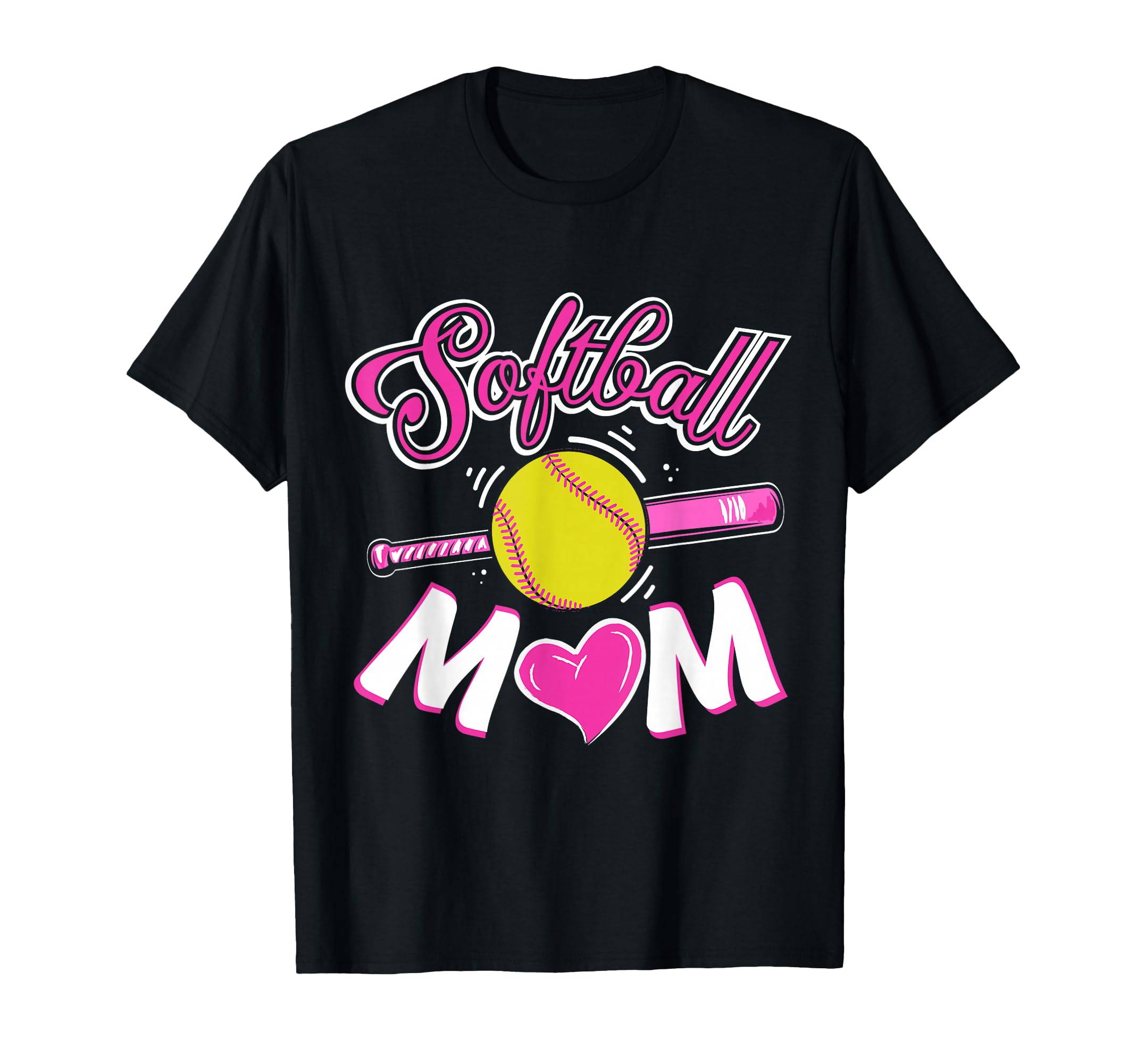 Softball Heart Mom Mothers Day Funny T-Shirt - Custom Art Print Men Women - T-Shirt, Sweatshirt, Hoodie
