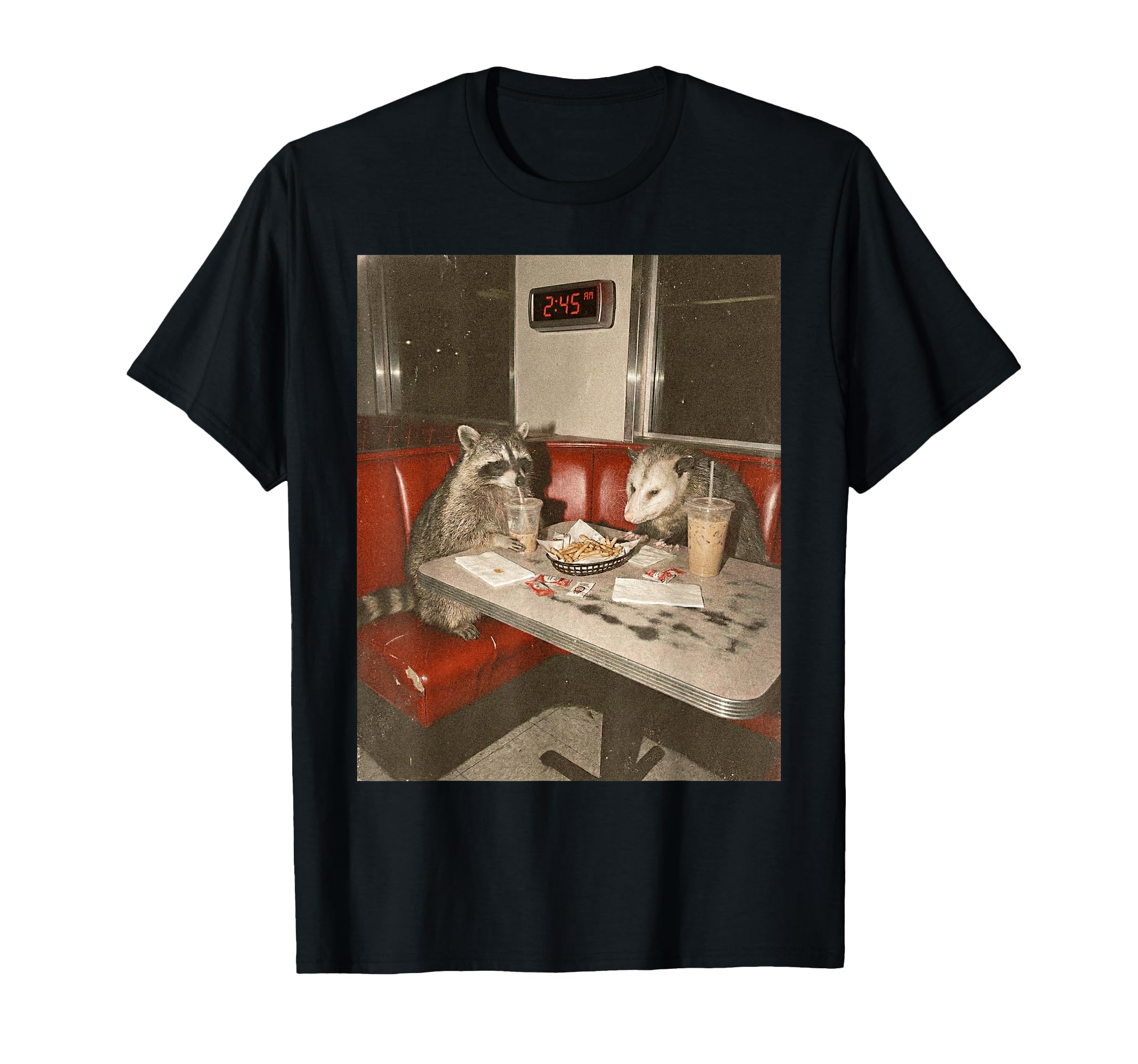 Funny Raccoon Opossum Drinking Iced T-Shirt - Novelty Apparel Unisex - T-Shirt, Sweatshirt, Hoodie