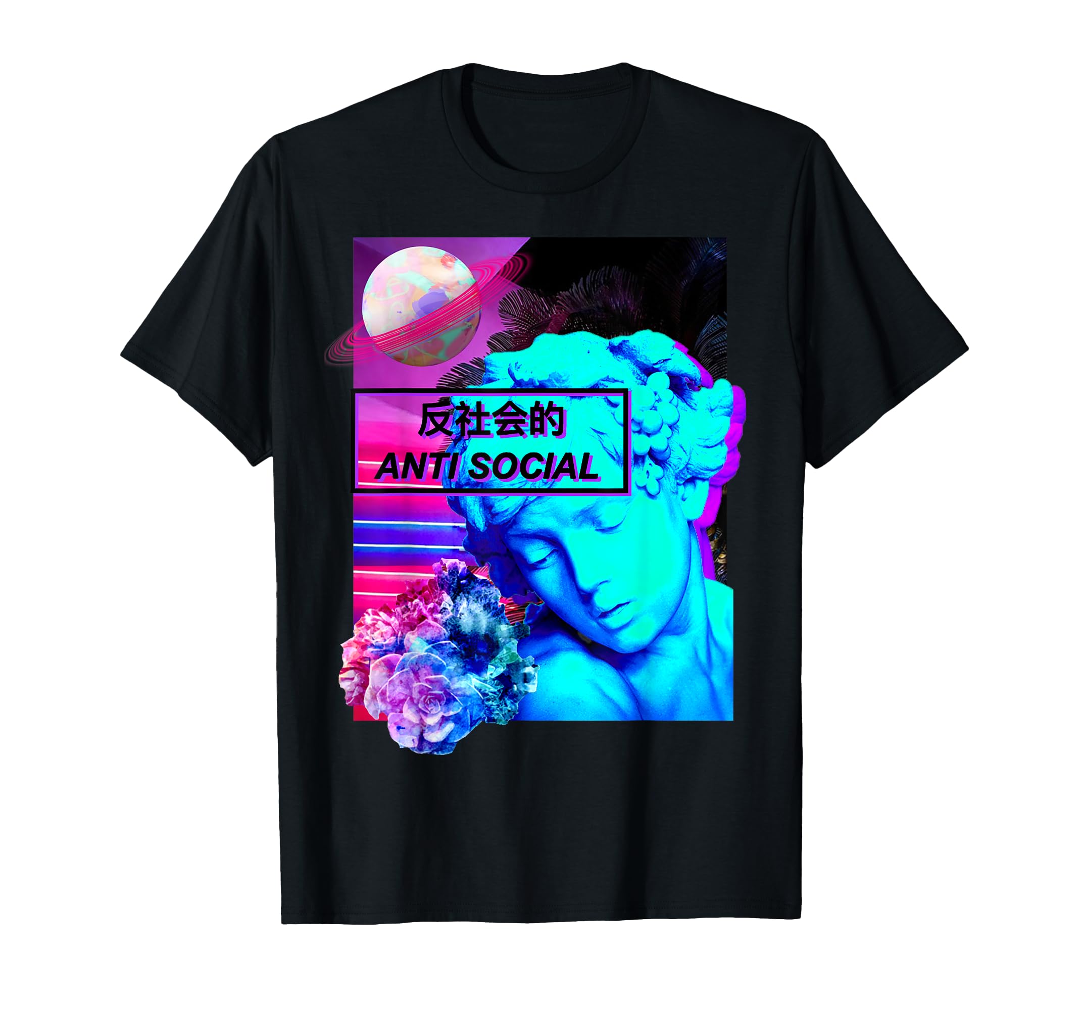 Anti Social Aesthetic Vaporwave Anime T-Shirt - Custom Art Print for Adults - T-Shirt, Sweatshirt, Hoodie