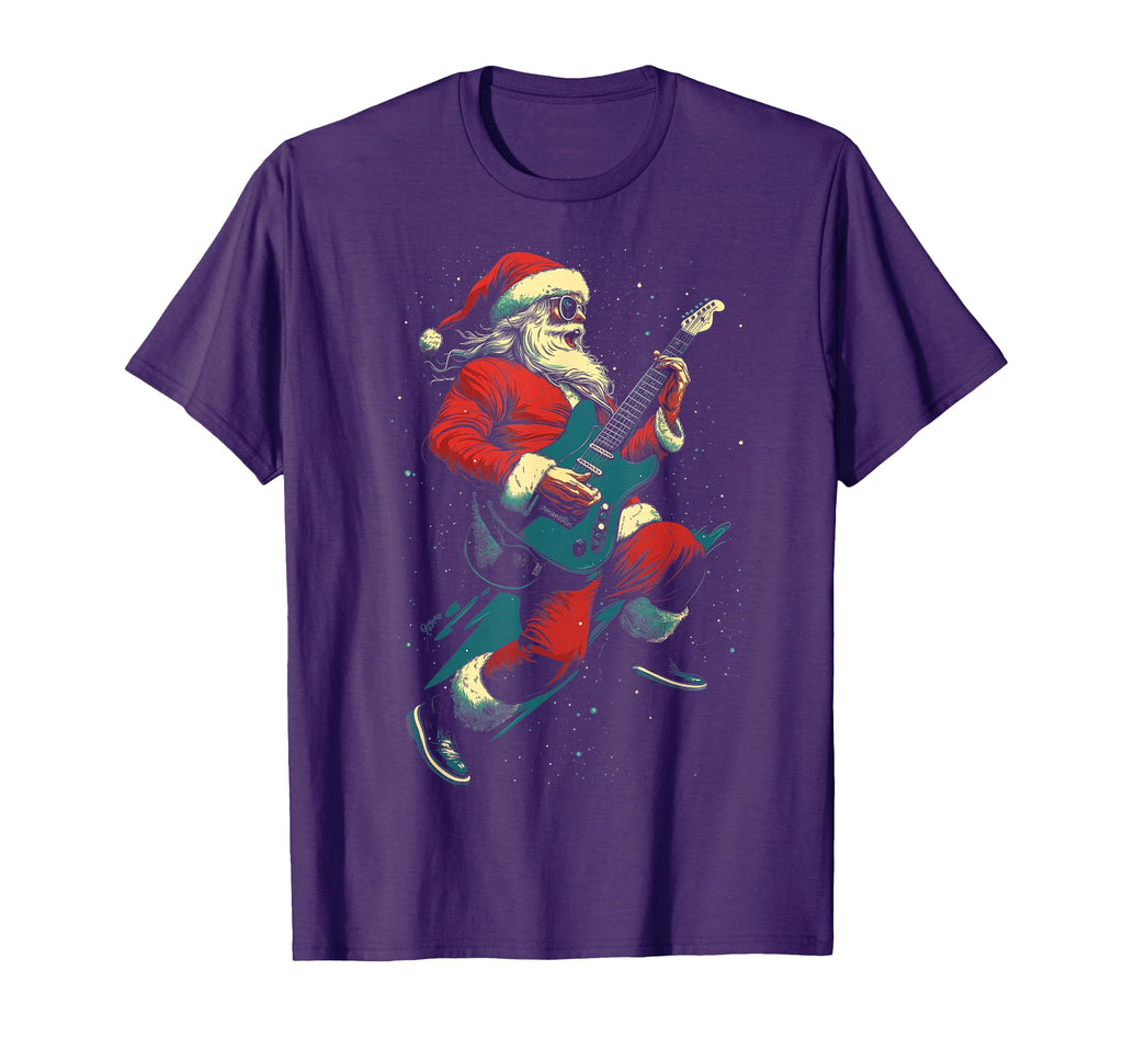 Rocking Santa Rock And Roll Guitar Lover T-Shirt - Novelty Apparel Unisex - T-Shirt, Sweatshirt, Hoodie
