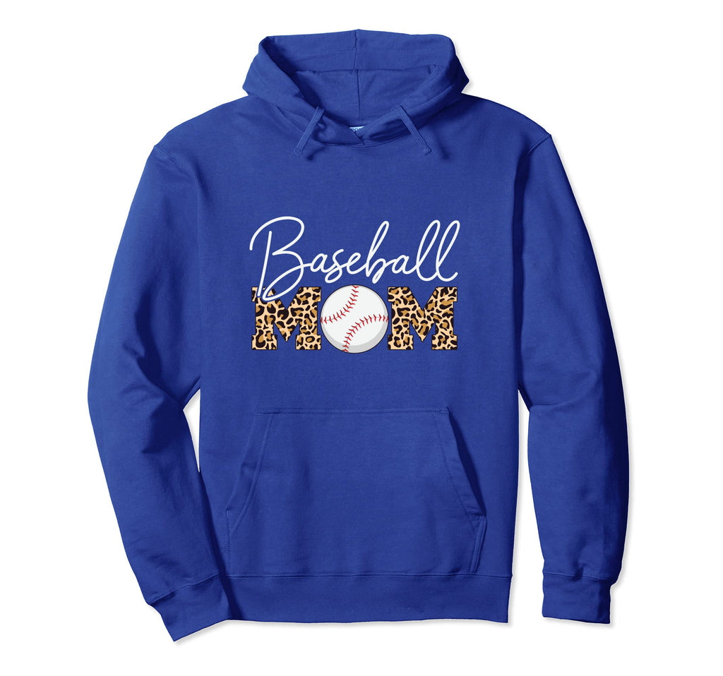 Baseball Mom Leopard Royal Blue Hoodie - Casual Everyday Wear Men Women - T-Shirt, Sweatshirt, Hoodie