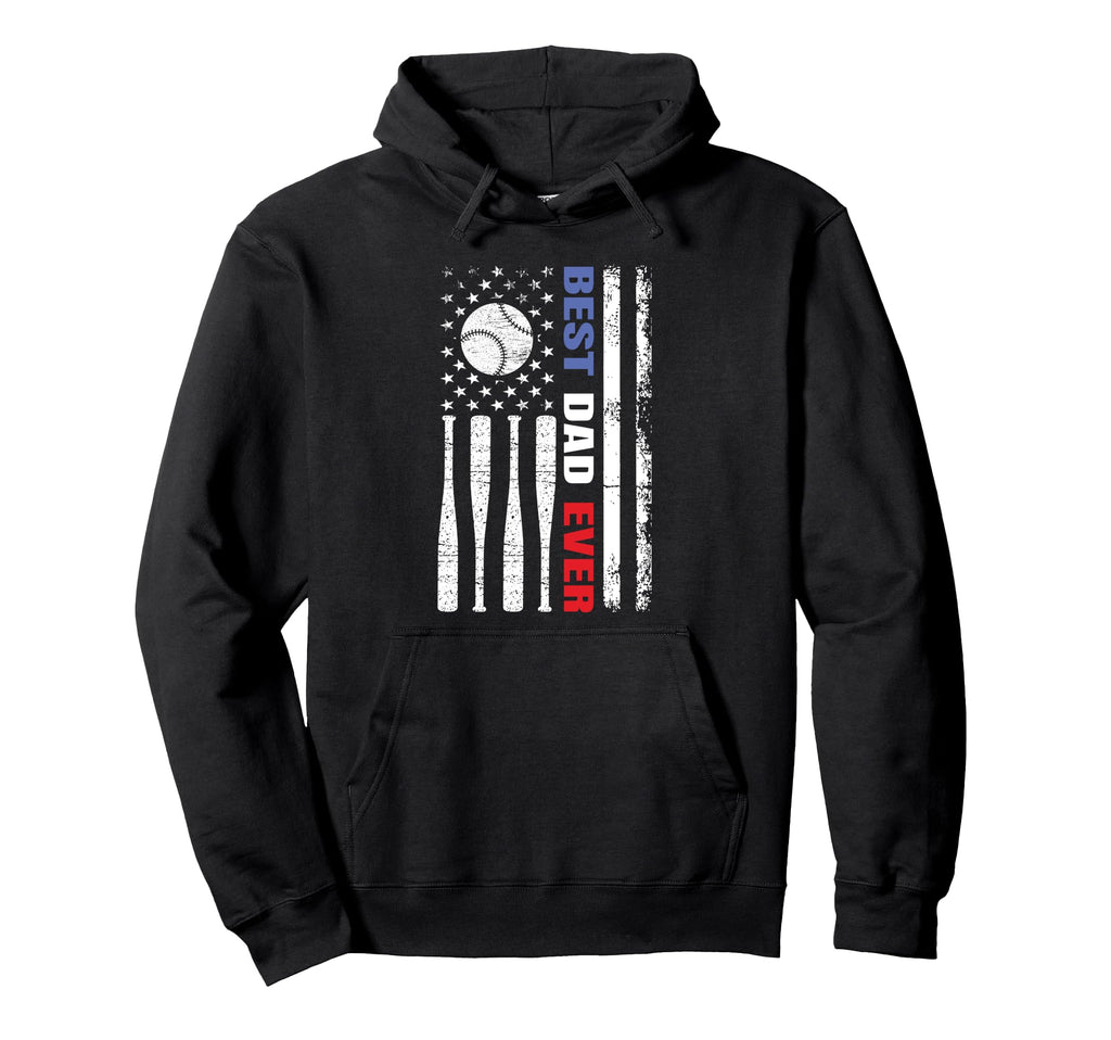 Best Dad Ever Baseball Fan Usa Flag Hoodie - Minimalist Print Unisex - T-Shirt, Sweatshirt, Hoodie