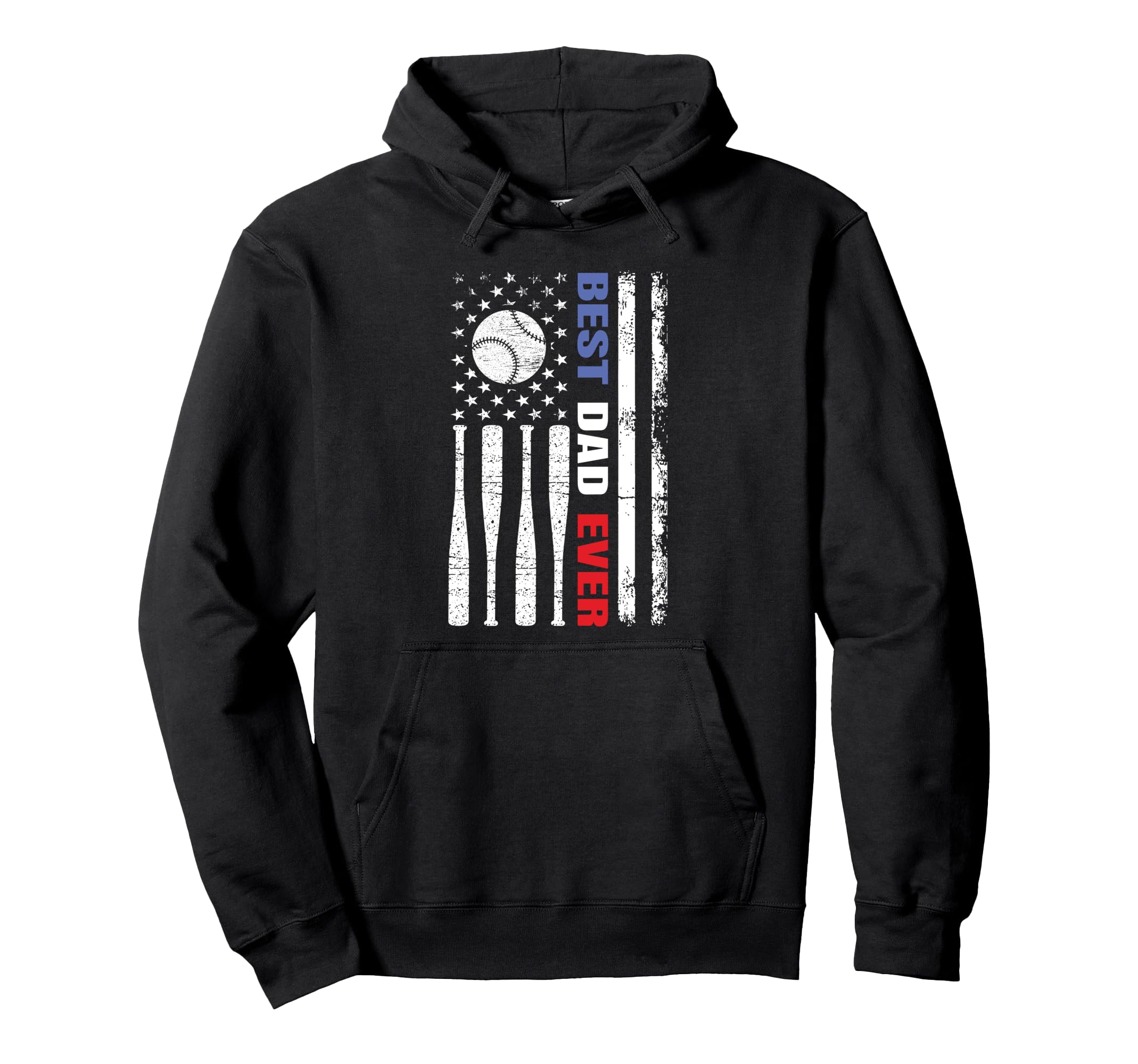 Best Dad Ever Baseball Fan Usa Flag Hoodie - Minimalist Print Unisex - T-Shirt, Sweatshirt, Hoodie