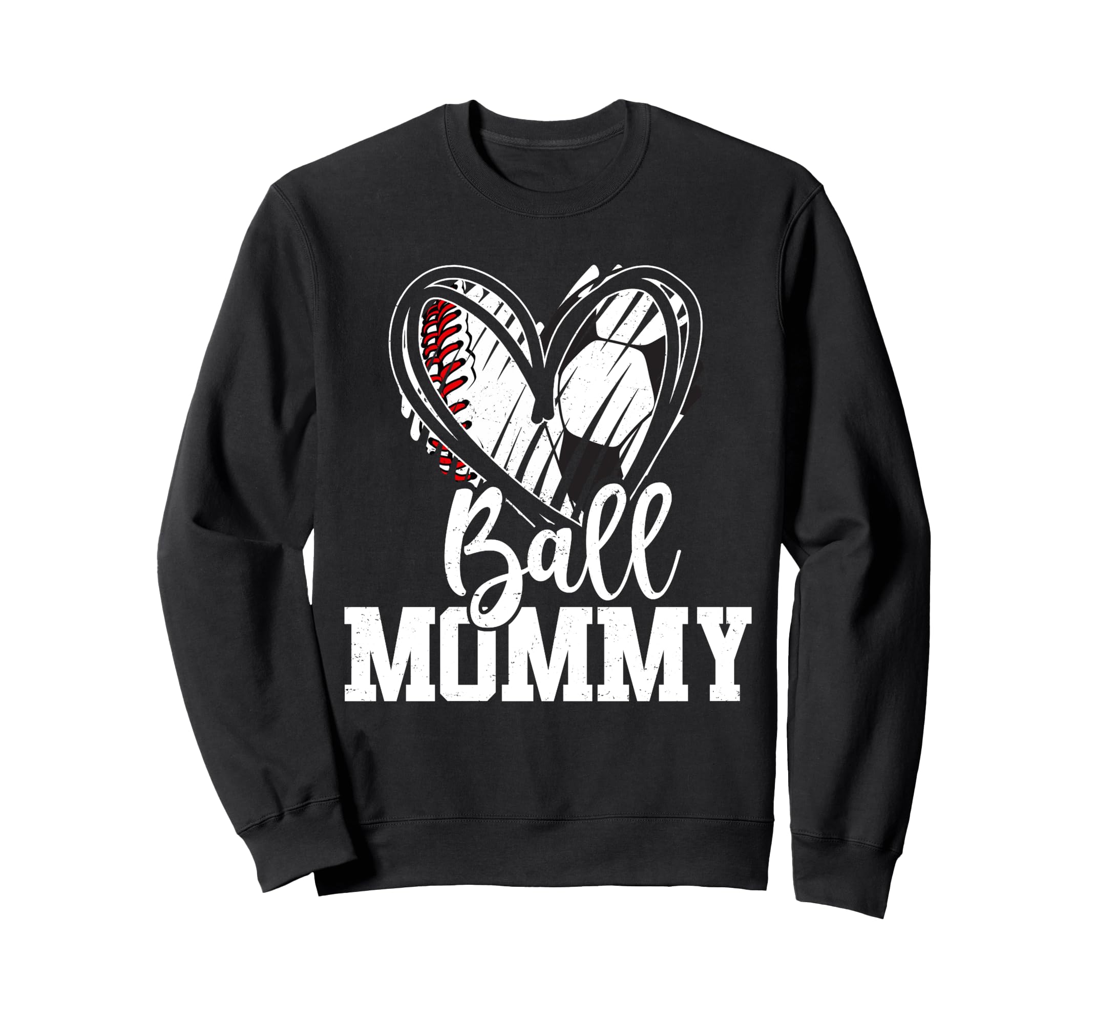 Ball Mom Heart Baseball Soccer Ball Hoodie - Aesthetic Graphic Unisex - T-Shirt, Sweatshirt, Hoodie