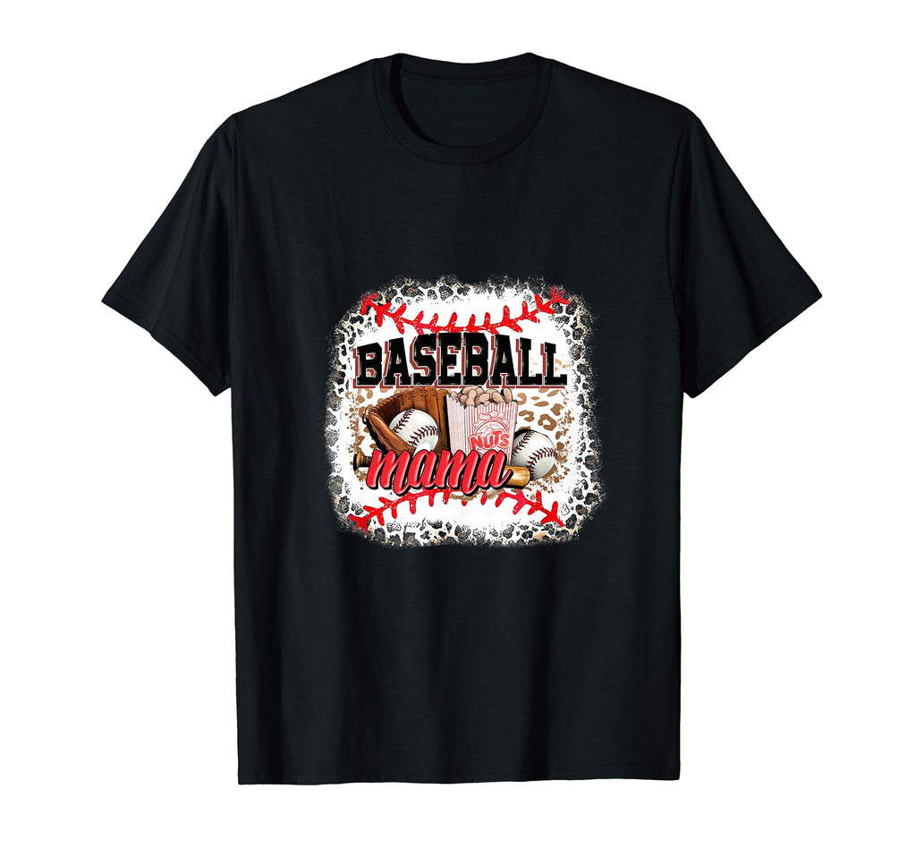 Softball Baseball Mama Mom Leopard T-Shirt - Aesthetic Graphic Men Women - T-Shirt, Sweatshirt, Hoodie