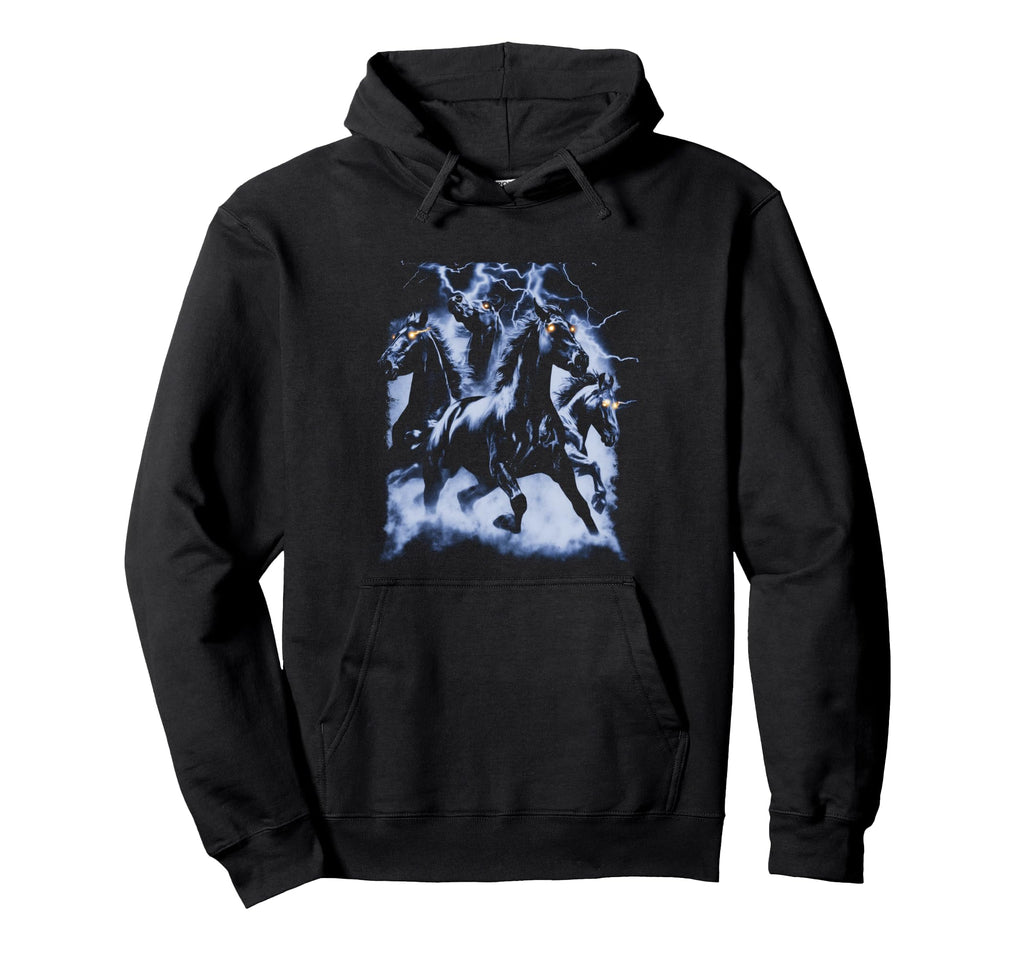 Horse Lightning 80S 90S Western Grunge Hoodie - Fun Novelty Design Unisex - T-Shirt, Sweatshirt, Hoodie