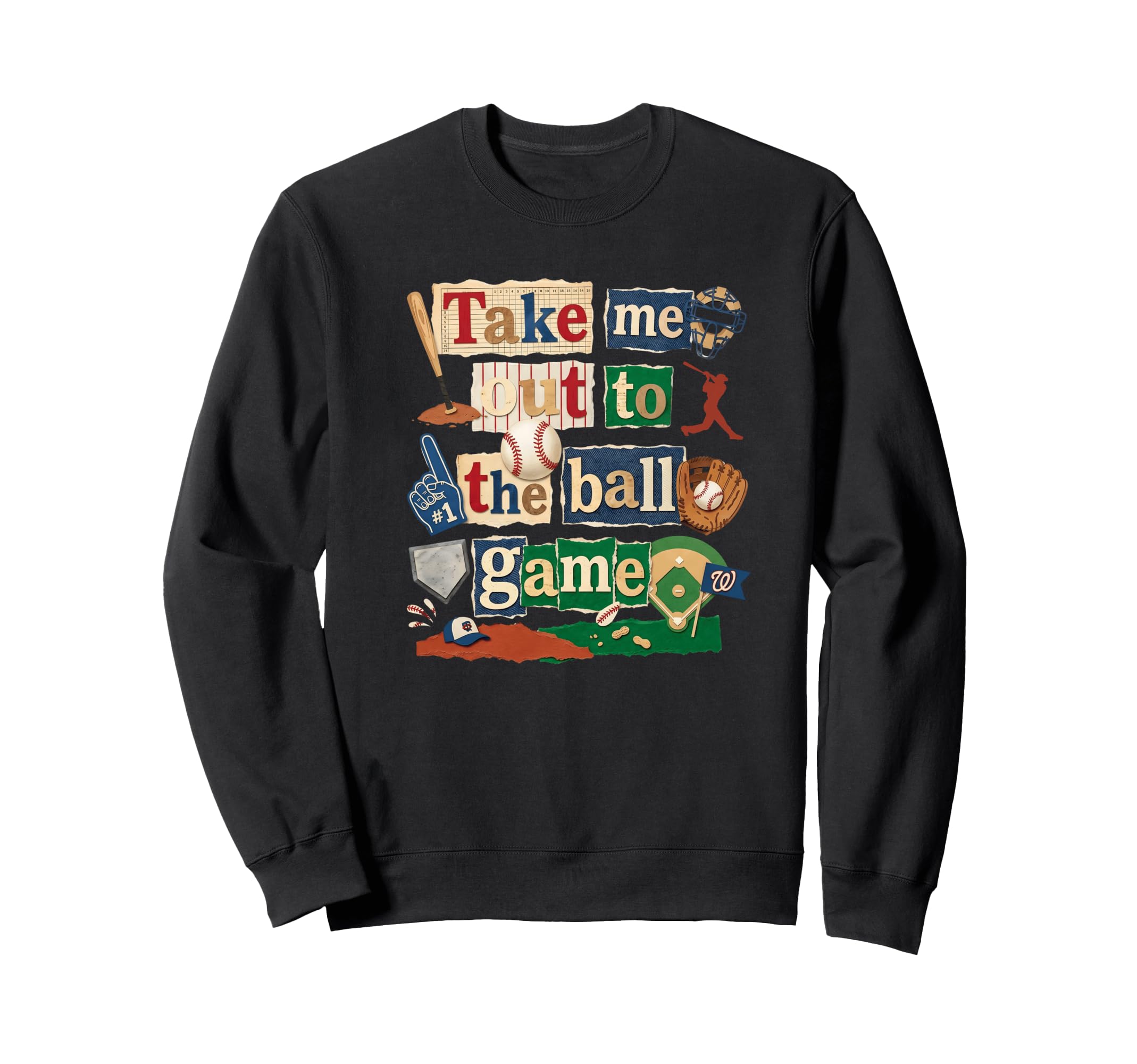Take Me Out Baseball Typography Game Sweatshirt - Unique Graphic Unisex - T-Shirt, Sweatshirt, Hoodie