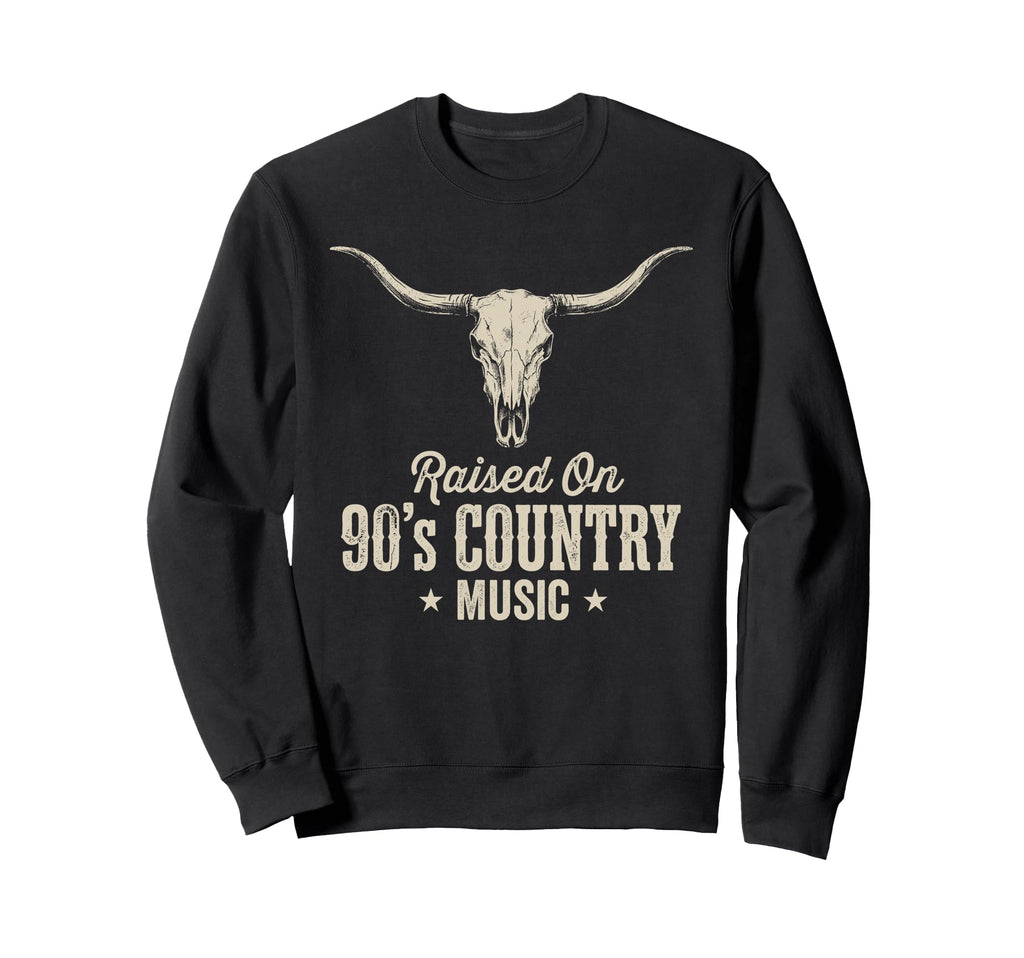 90S Country Music Longhorn Skull Sweatshirt - Streetwear Style Men Women - T-Shirt, Sweatshirt, Hoodie