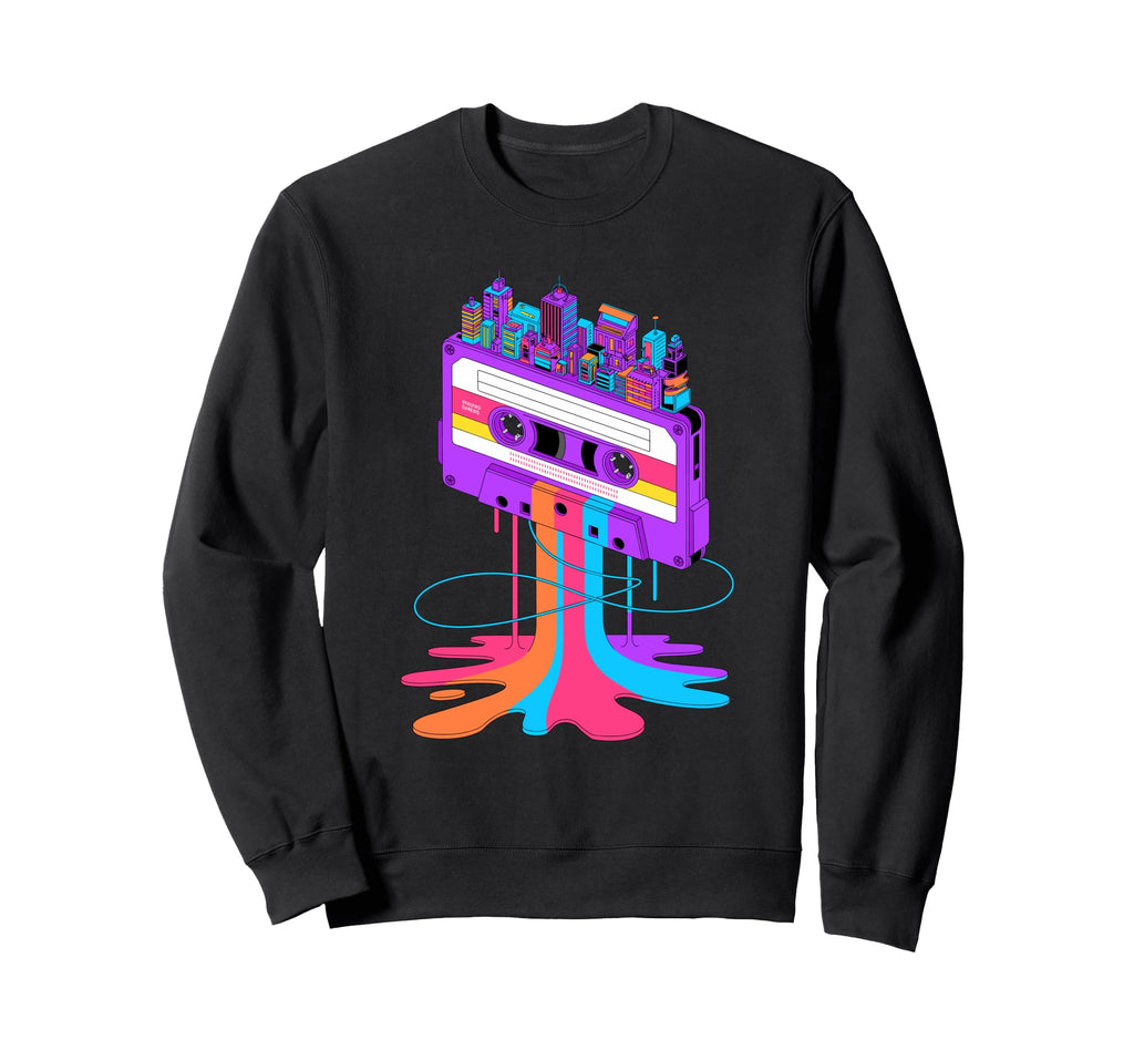 Dripping Paint Art Cassette Tape Sweatshirt - Casual Everyday Wear Unisex - T-Shirt, Sweatshirt, Hoodie