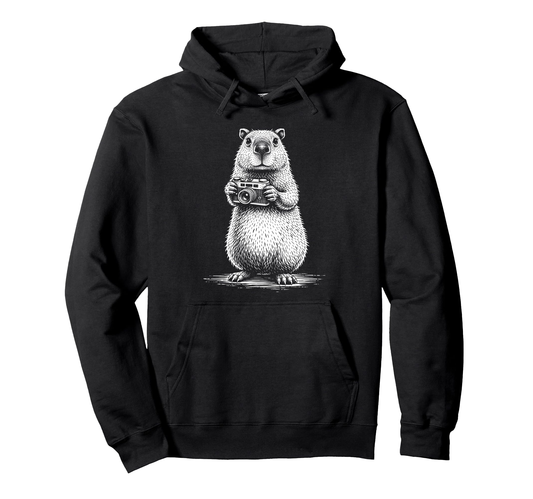 Photographer Capybara Camera Funny Hoodie - Fun Novelty Design Men Women - T-Shirt, Sweatshirt, Hoodie