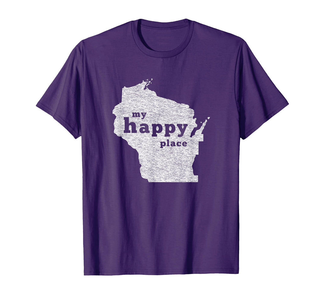 Wisconsin Distressed My Happy Place T-Shirt - Graphic Print Unisex - T-Shirt, Sweatshirt, Hoodie
