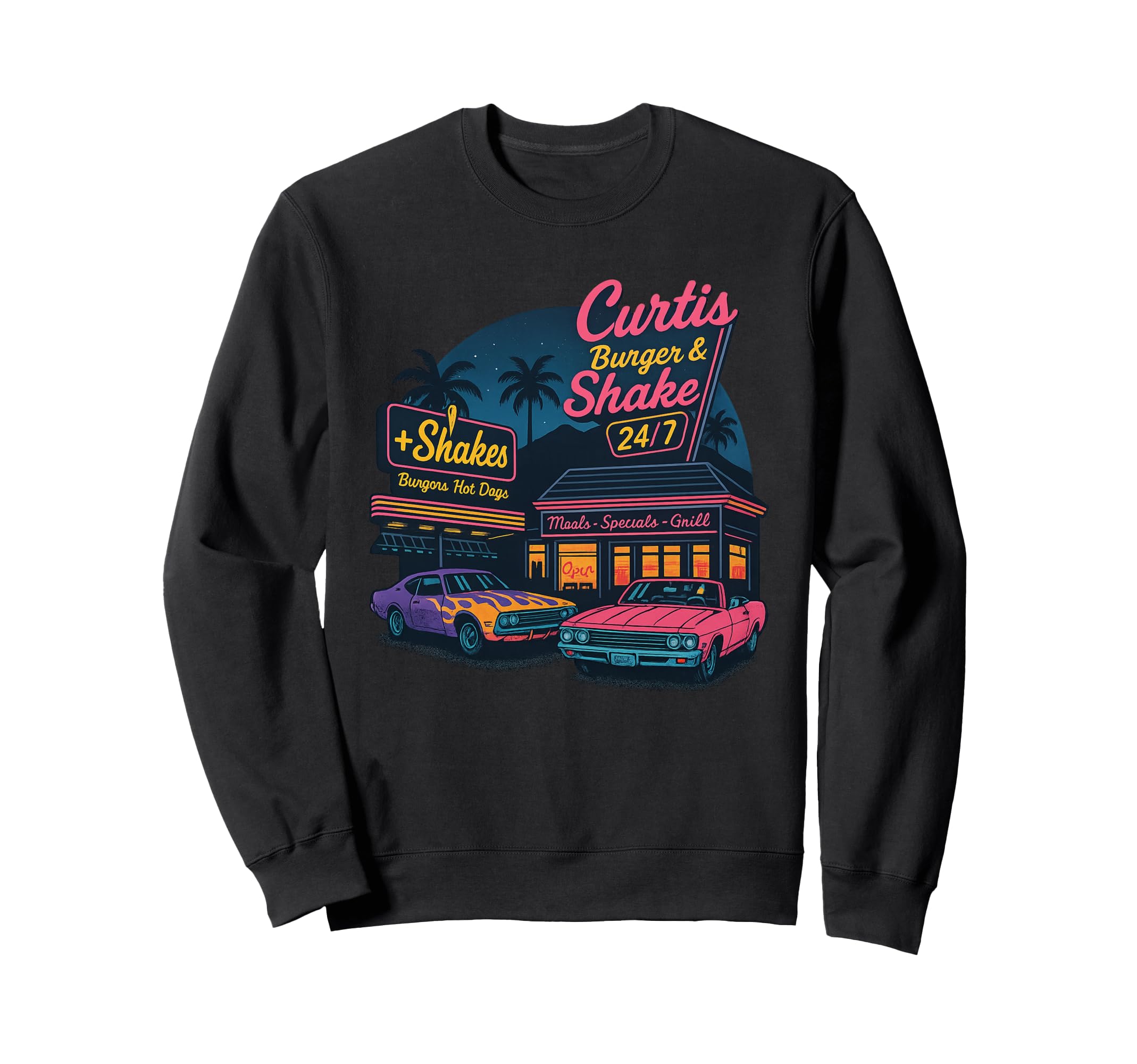 Curtis Burger And Shake Diner Sweatshirt - Fun Novelty Design Men Women - T-Shirt, Sweatshirt, Hoodie