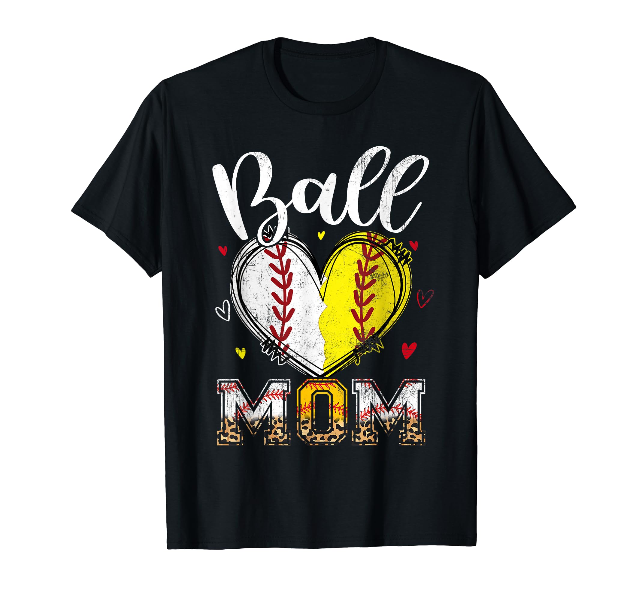 Ball Mom Softball Baseball Heart T-Shirt - Minimalist Print Men Women - T-Shirt, Sweatshirt, Hoodie